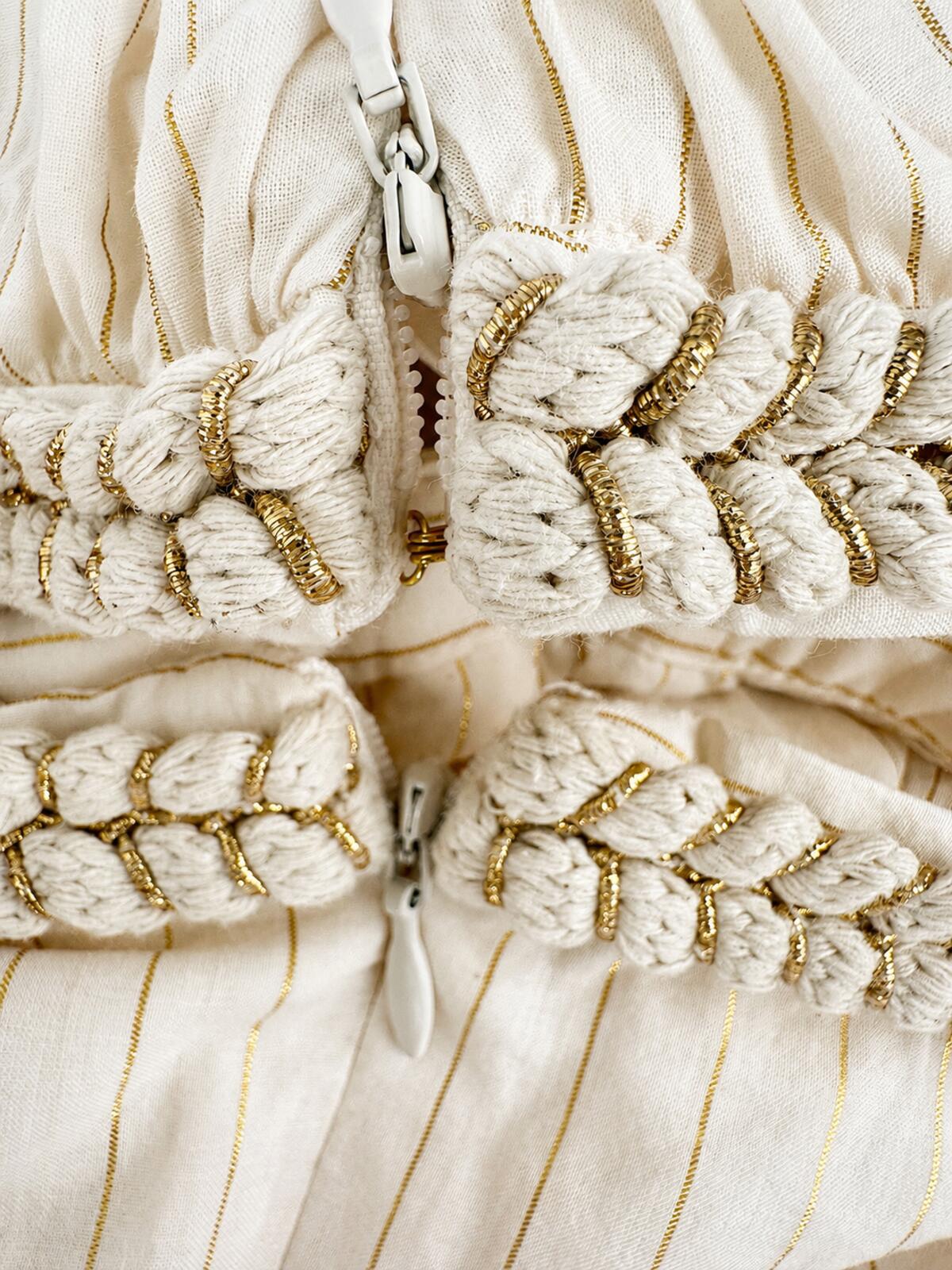 Zimmermann Anneke Cut Out Ruffle Maxi Dress Ivory Metallic Size 3 US 10 | NWT
