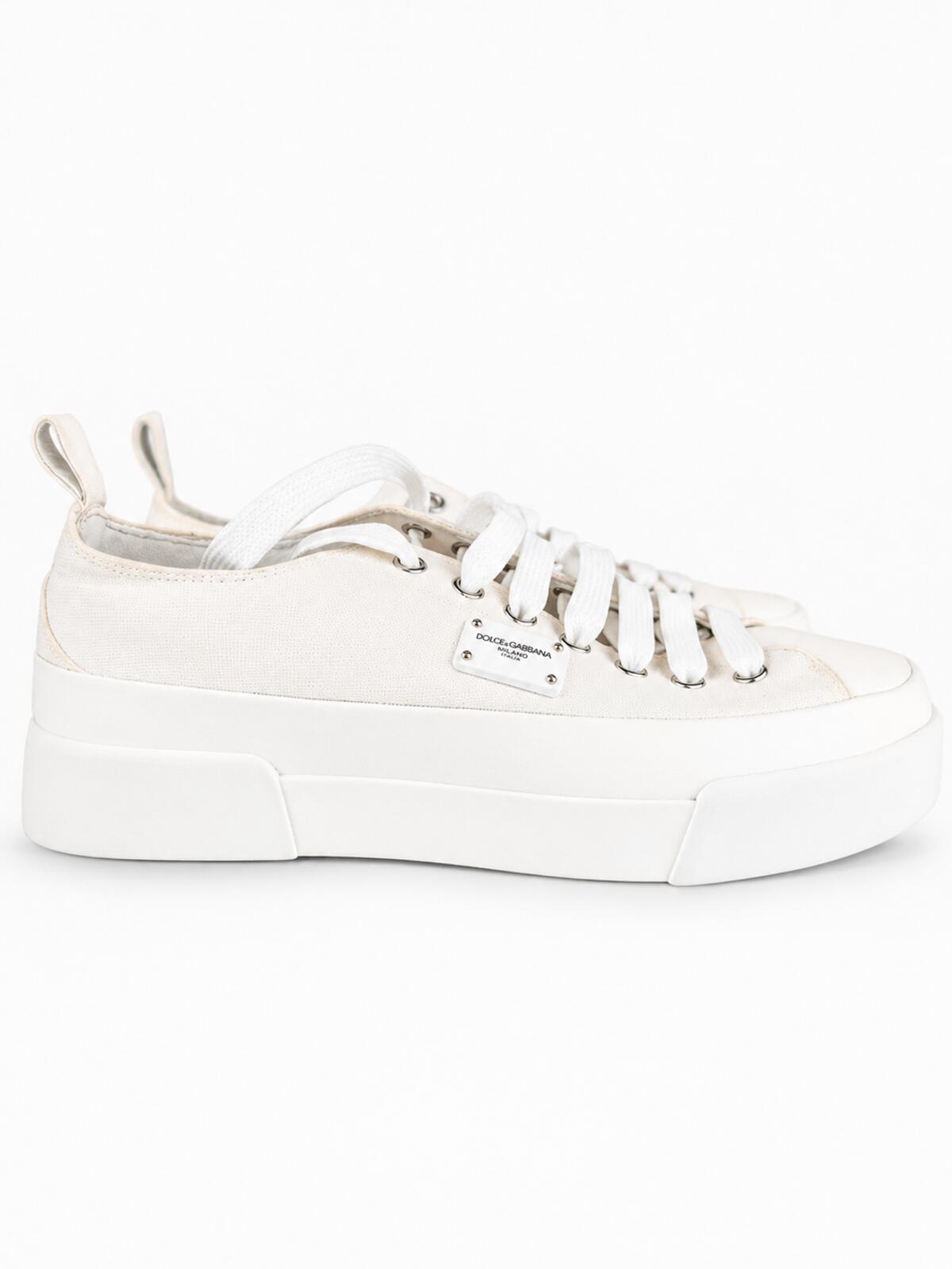 Dolce & Gabbana White Canvas Platform Low-Top Sneaker EU 40 US 9 | NIB
