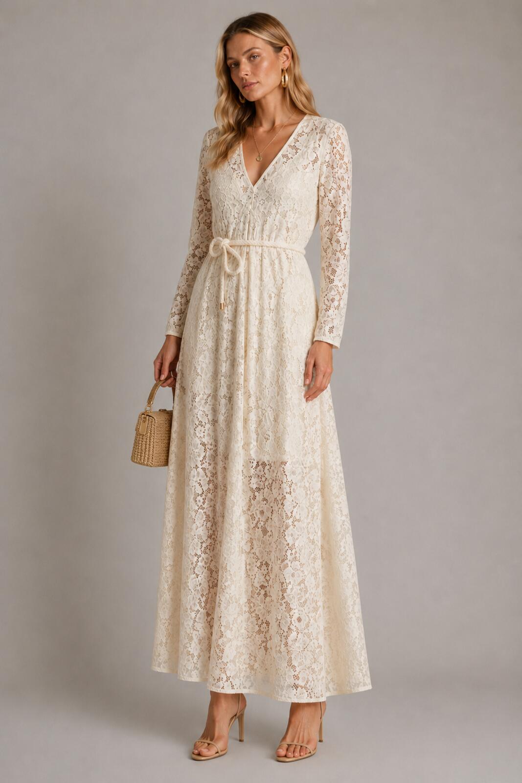 Zimmermann Matchmaker Lace Sheath Dress Cream Long Sleeve Size S US 4 | NWT