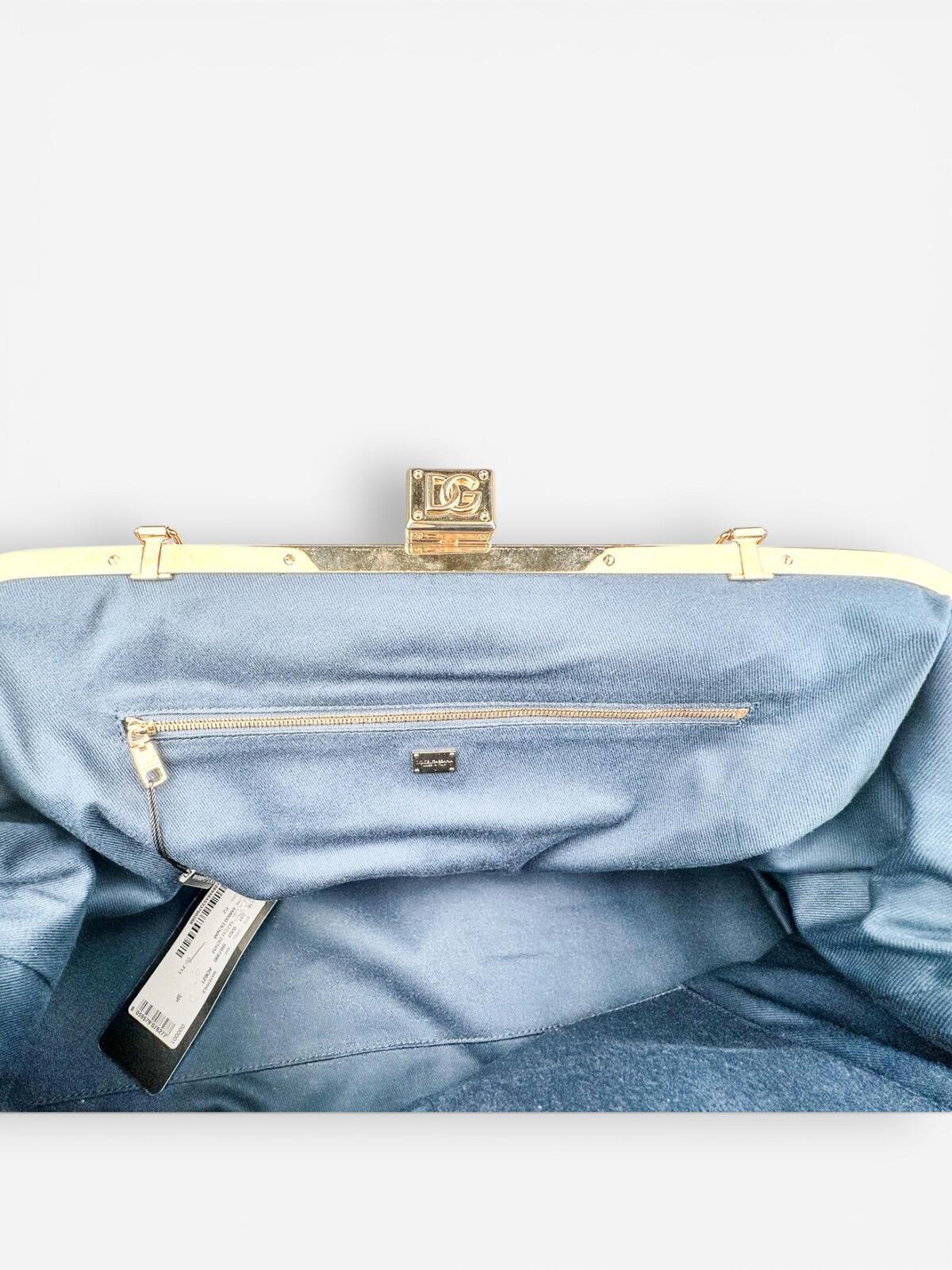 Dolce & Gabbana Patchwork Denim Frame Bag Gold Chain | Rare Collector NWT