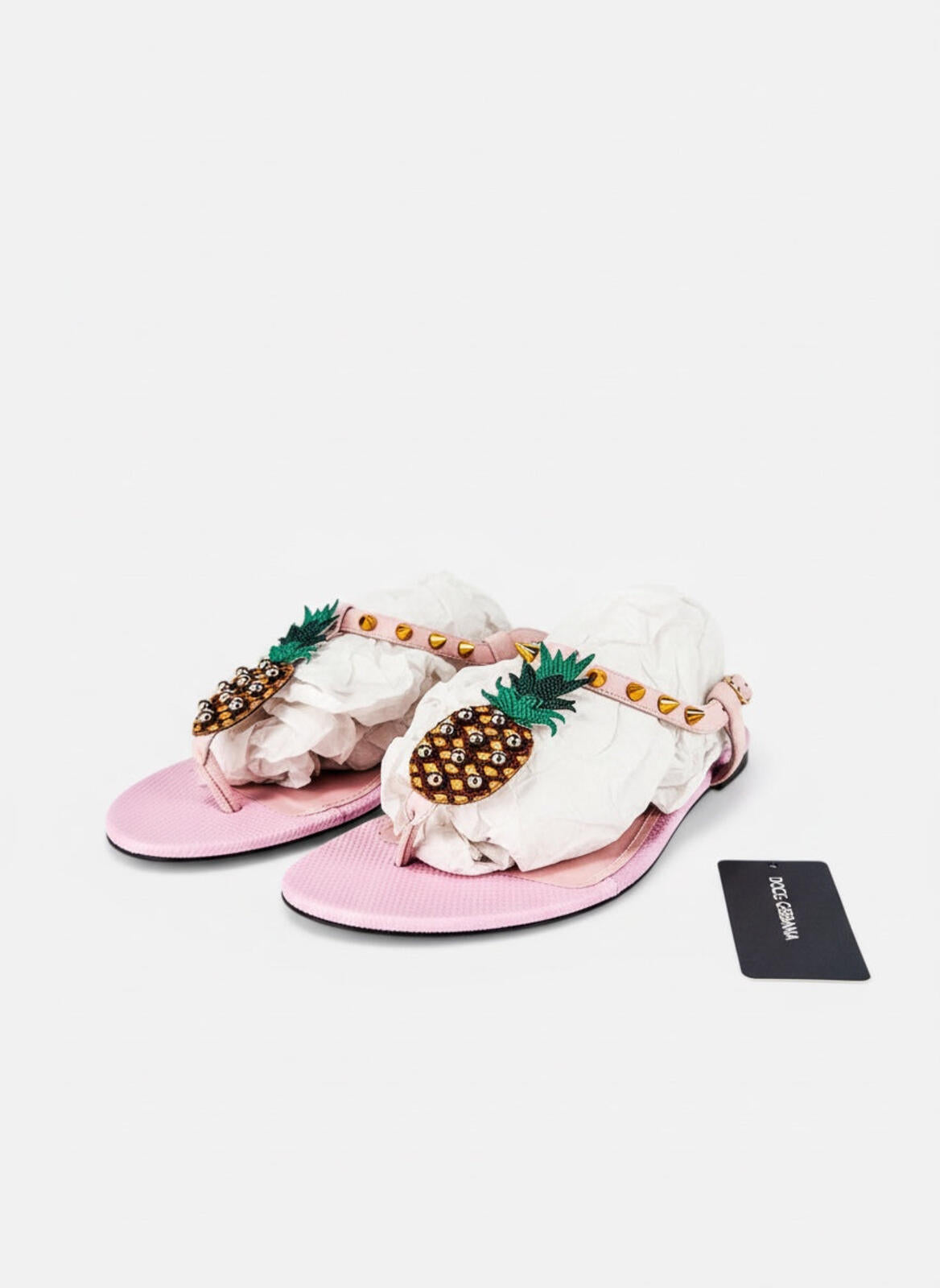 Dolce & Gabbana Pineapple Collection Pink Leather Sandal EU 40 US 9 NWT