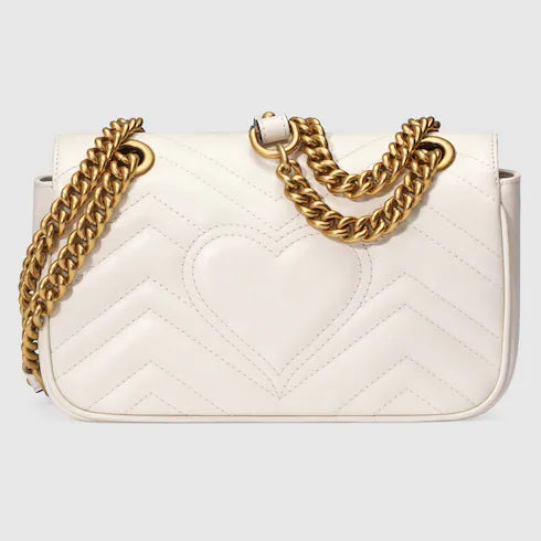 Gucci White Leather GG Marmont Matelassé Mini Bag - Vestir