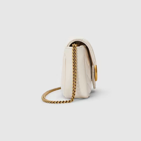 Gucci White Leather GG Marmont Matelassé Mini Bag - Vestir