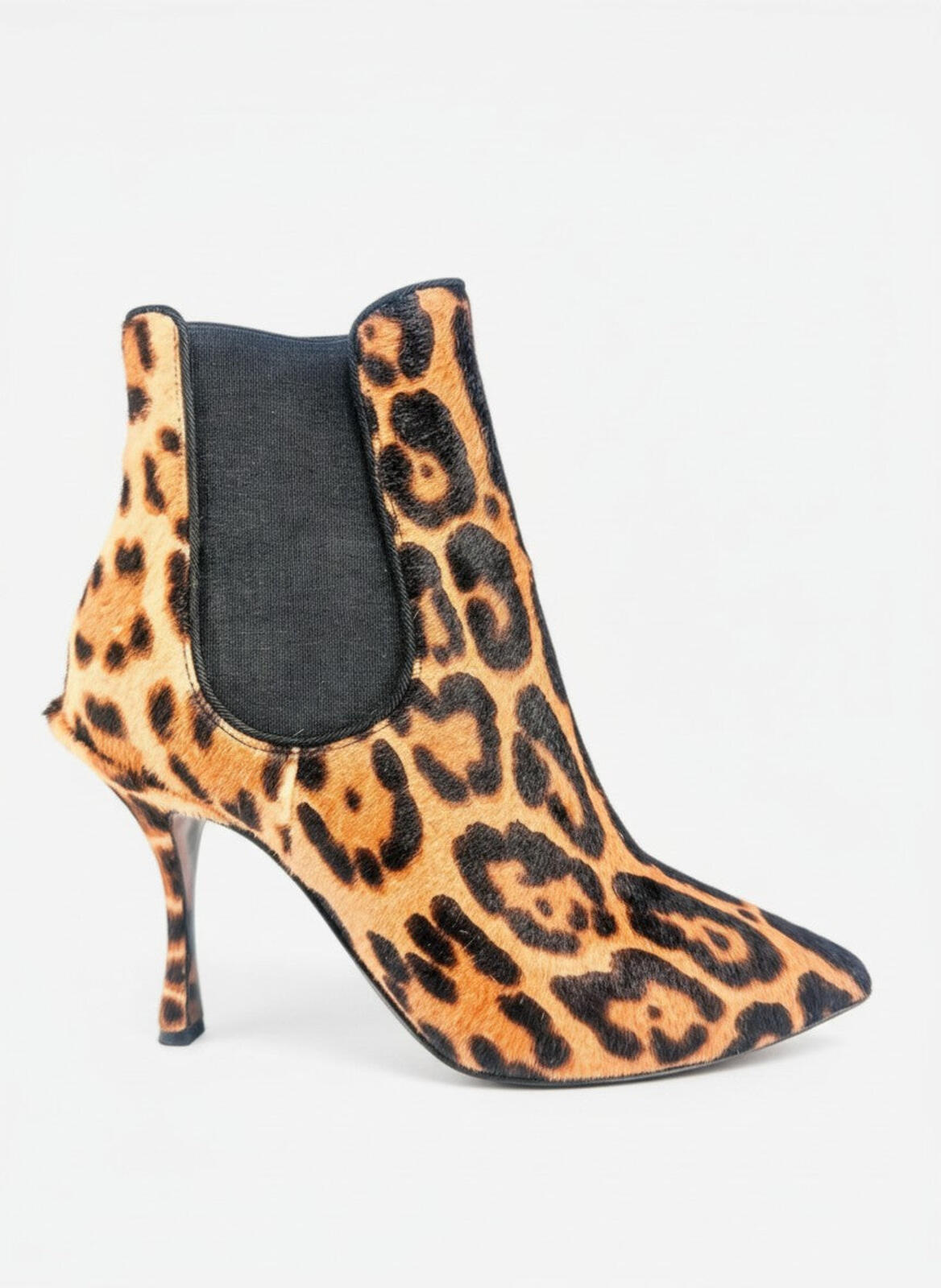 Dolce & Gabbana Leopard Calf Hair Stiletto Ankle Boot EU 36.5 US 6|NIB