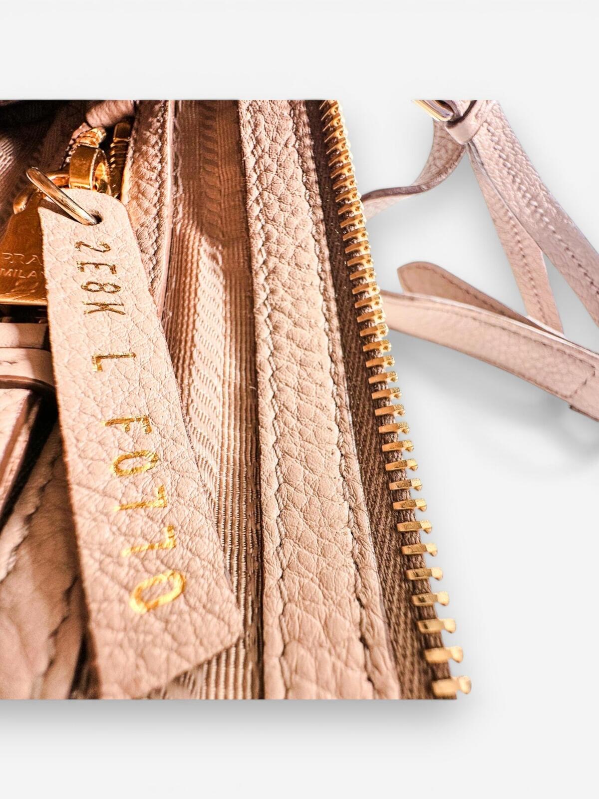 Prada Vitello Phenix 1BH046 Double Zip Crossbody Cammeo Beige | NWT