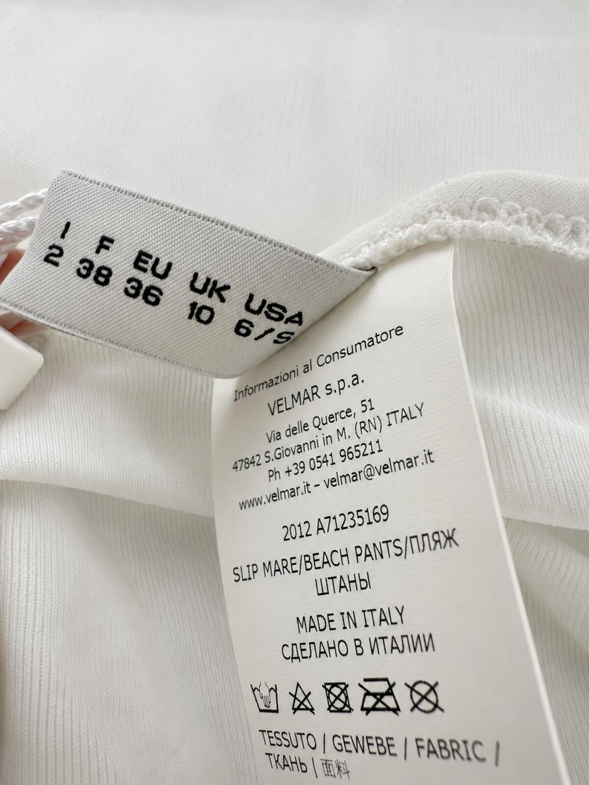 Moschino Swim Logo Side Tie Bikini Bottoms White Gold Print IT 2 US 6 S | NWT