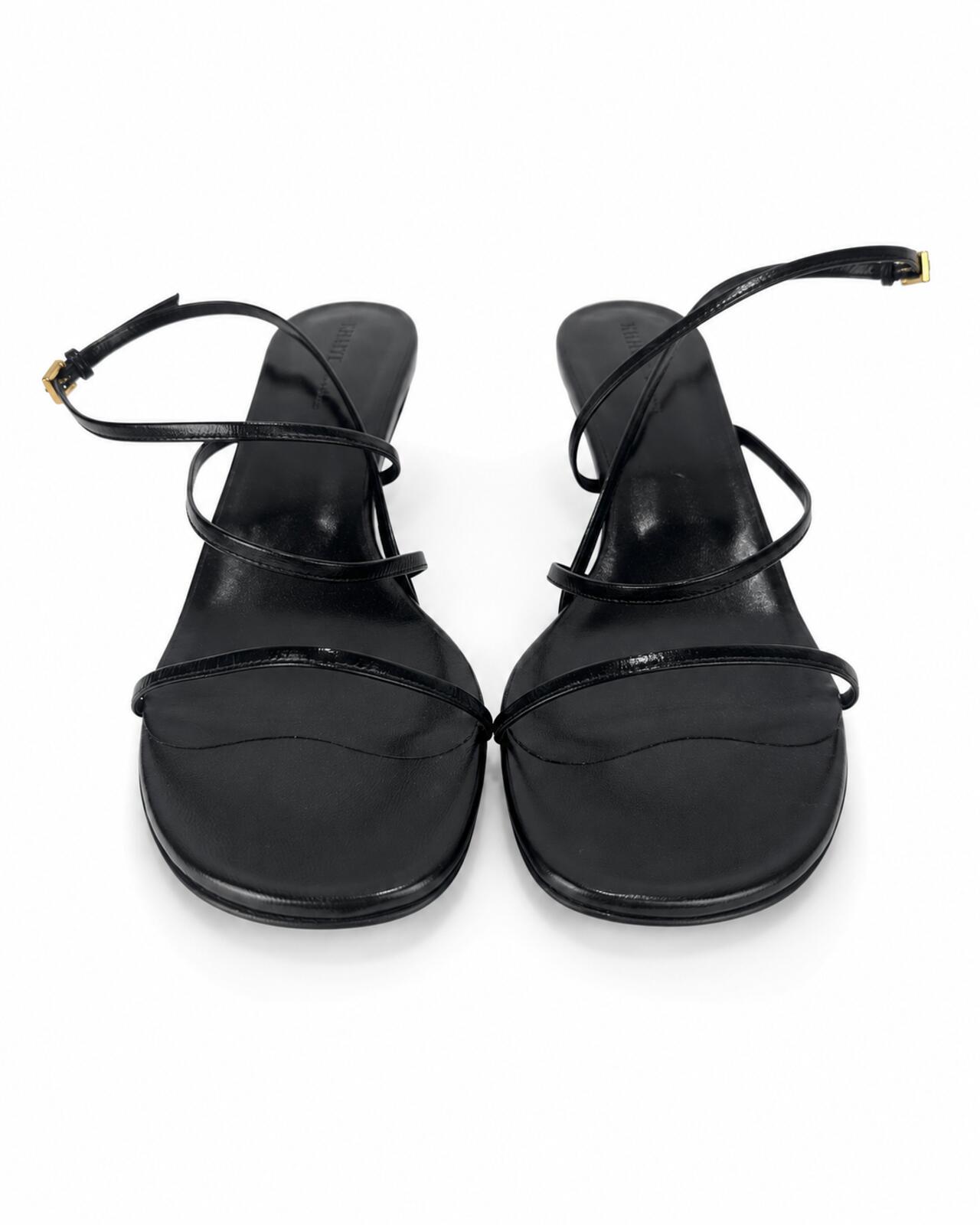 KHAITE Loop Kitten Heel Strappy Sandal Black Leather EU 39.5 US 9.5 | NIB