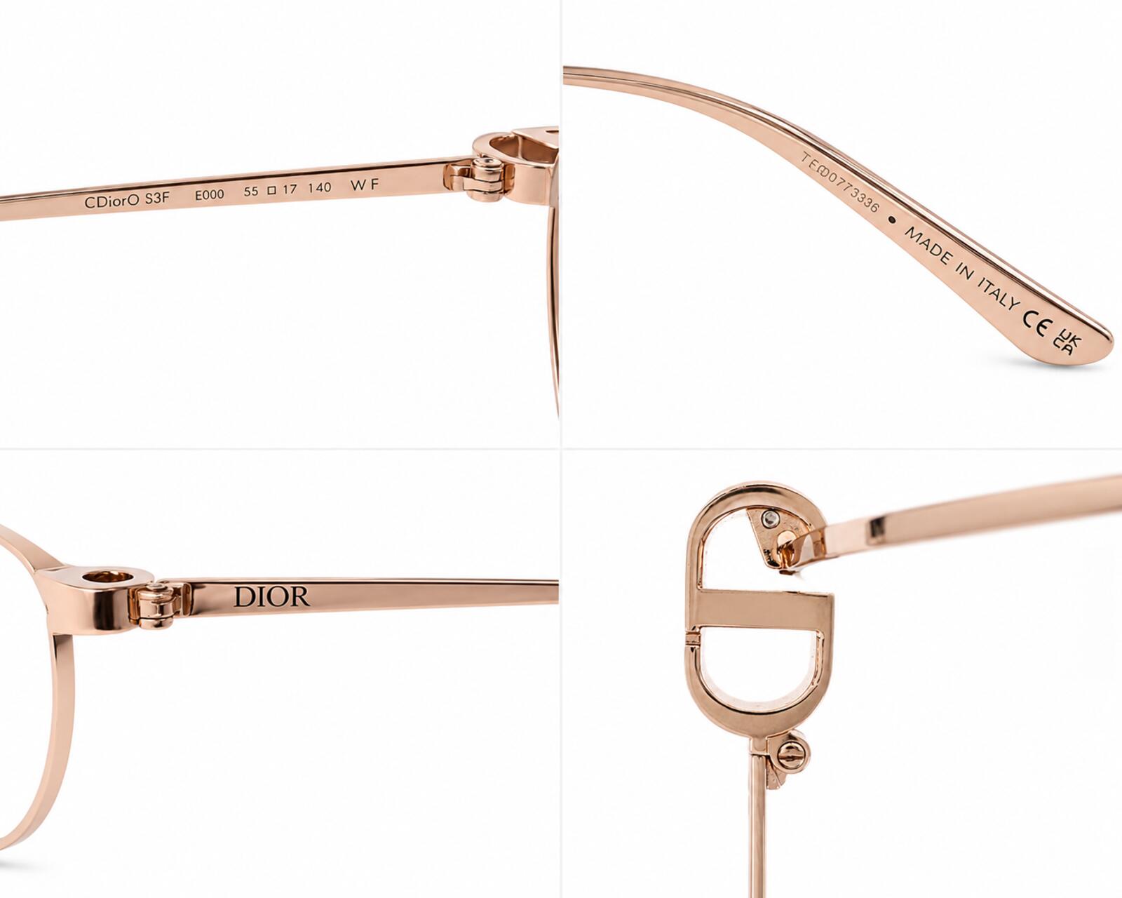 Christian Dior CDiorO S3F E000 Rose Gold Metal Eyeglasses 55-17 | New