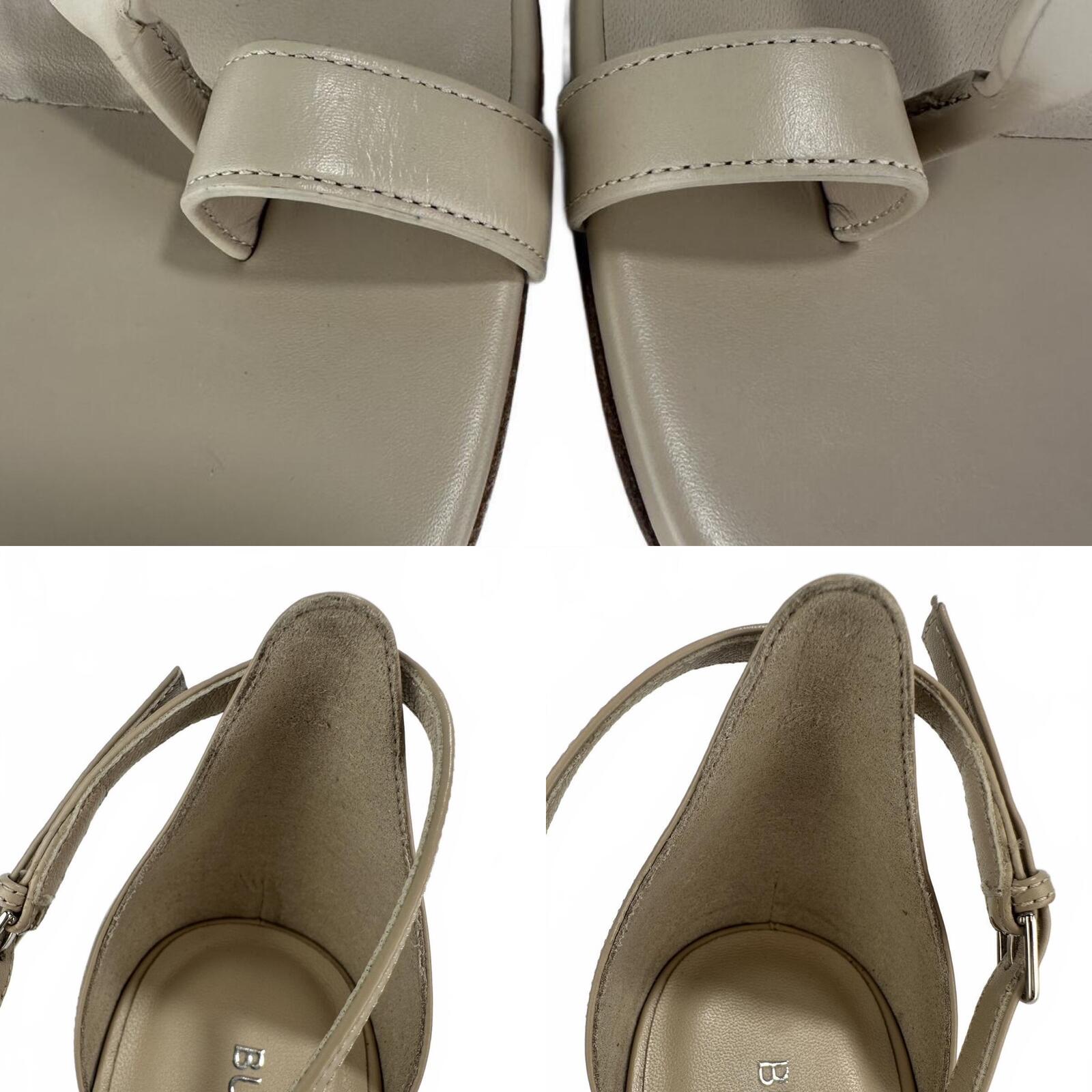 Burberry Stefanie Square Toe Ring Leather Heeled Sandals Beige EU39 | NIB
