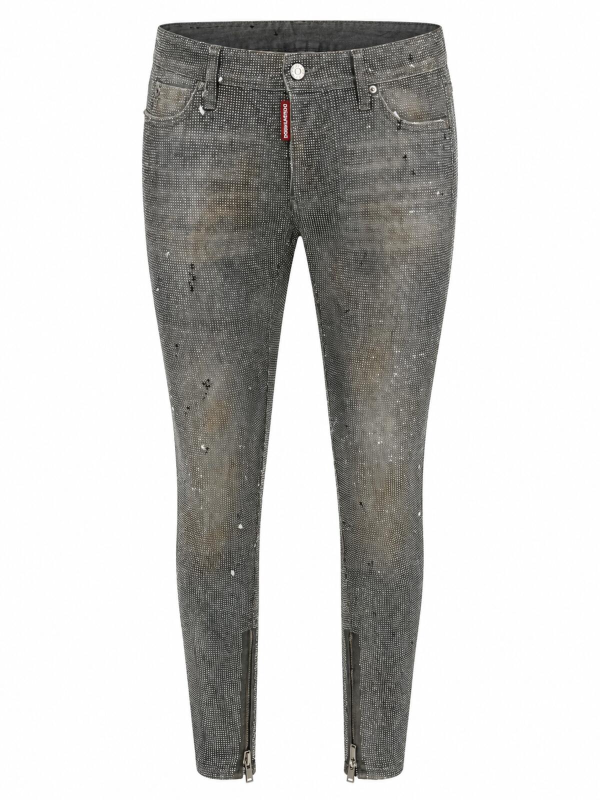 Dsquared2 Medium Waist Skinny Jean Crystal Embellished Grey IT38 NWT