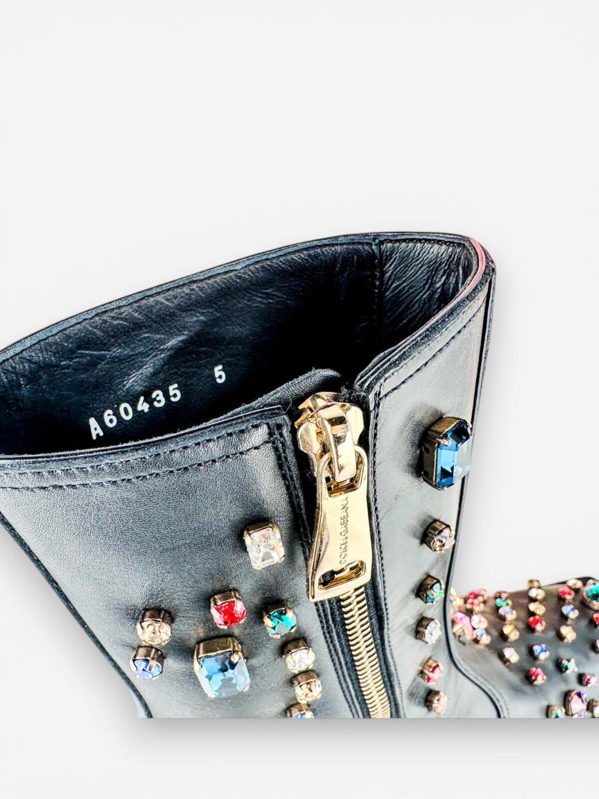 Dolce & Gabbana Crystal Rhinestone Western Cowboy Boot Black Men EU 39 | NIB