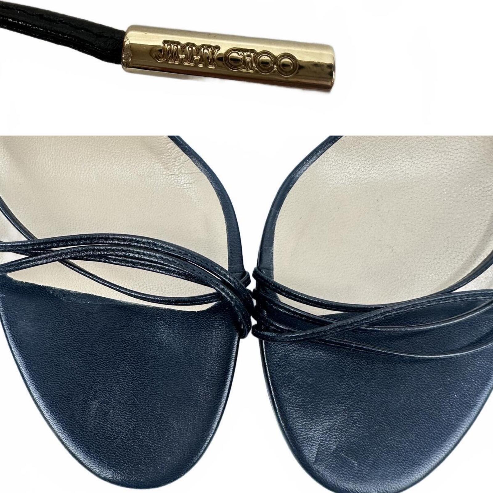 Jimmy Choo Black Leather Lace-Up Strappy Stiletto Sandal EU 39 US 9 | New