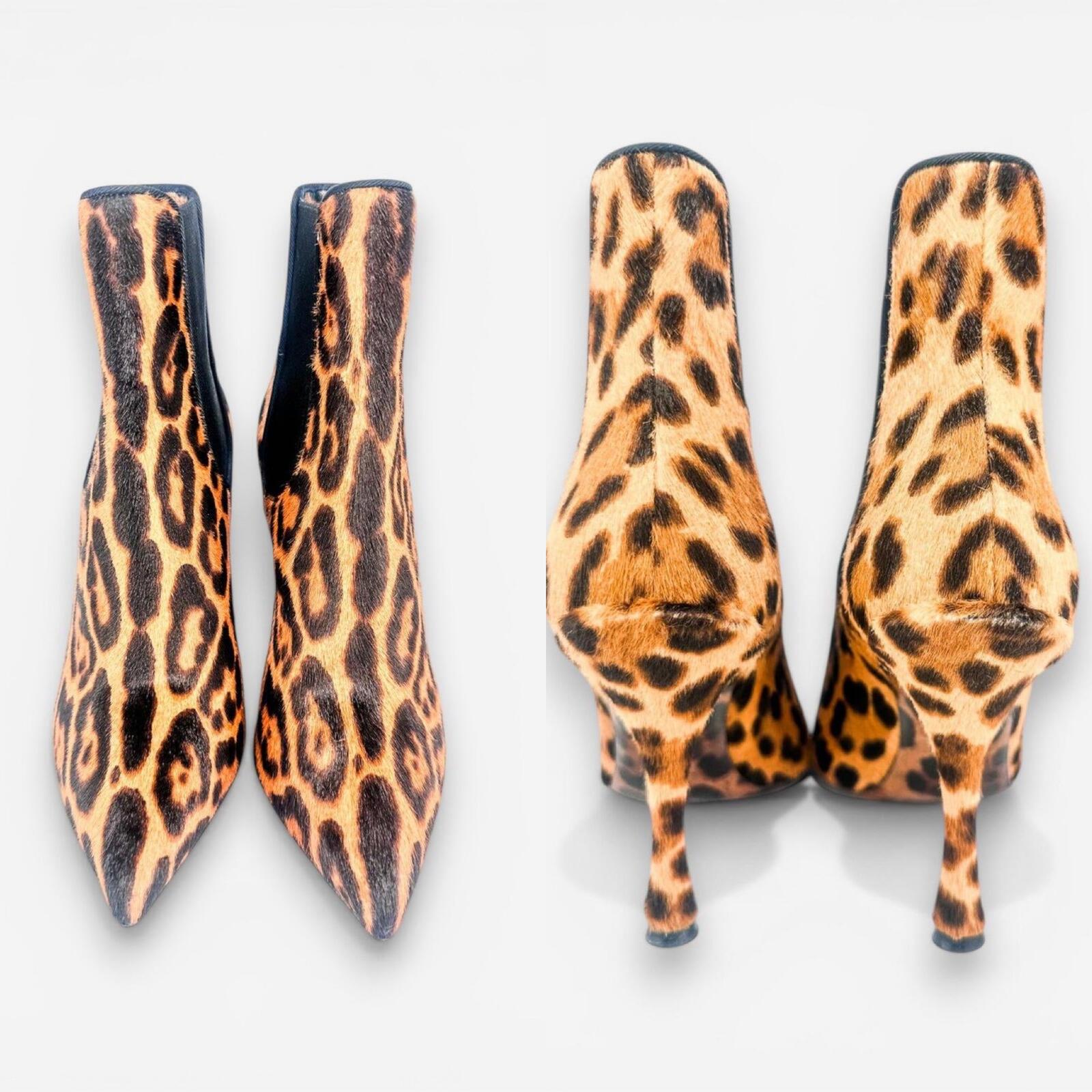 Dolce & Gabbana Leopard Calf Hair Stiletto Ankle Boot EU 36.5 US 6|NIB