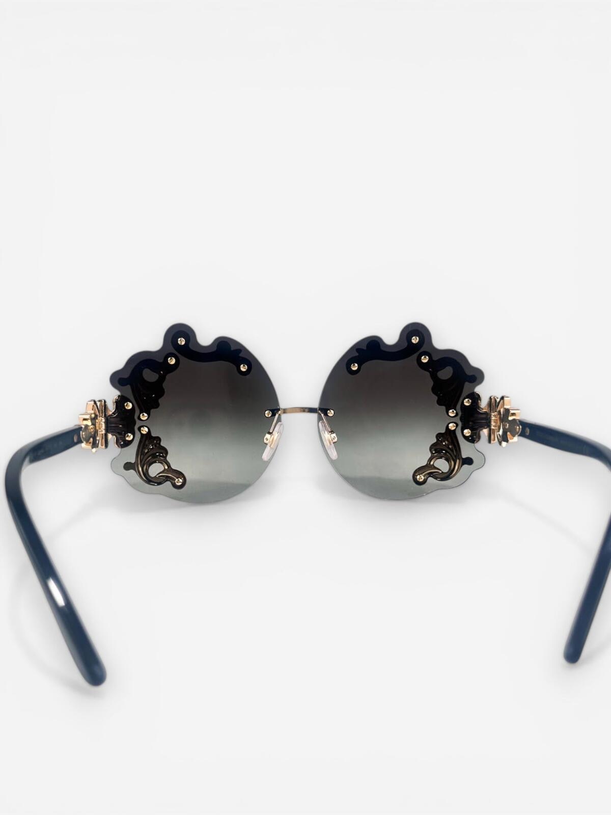 Dolce & Gabbana DG2195 Rimless Baroque Gold Black Sunglasses | NWT Rare