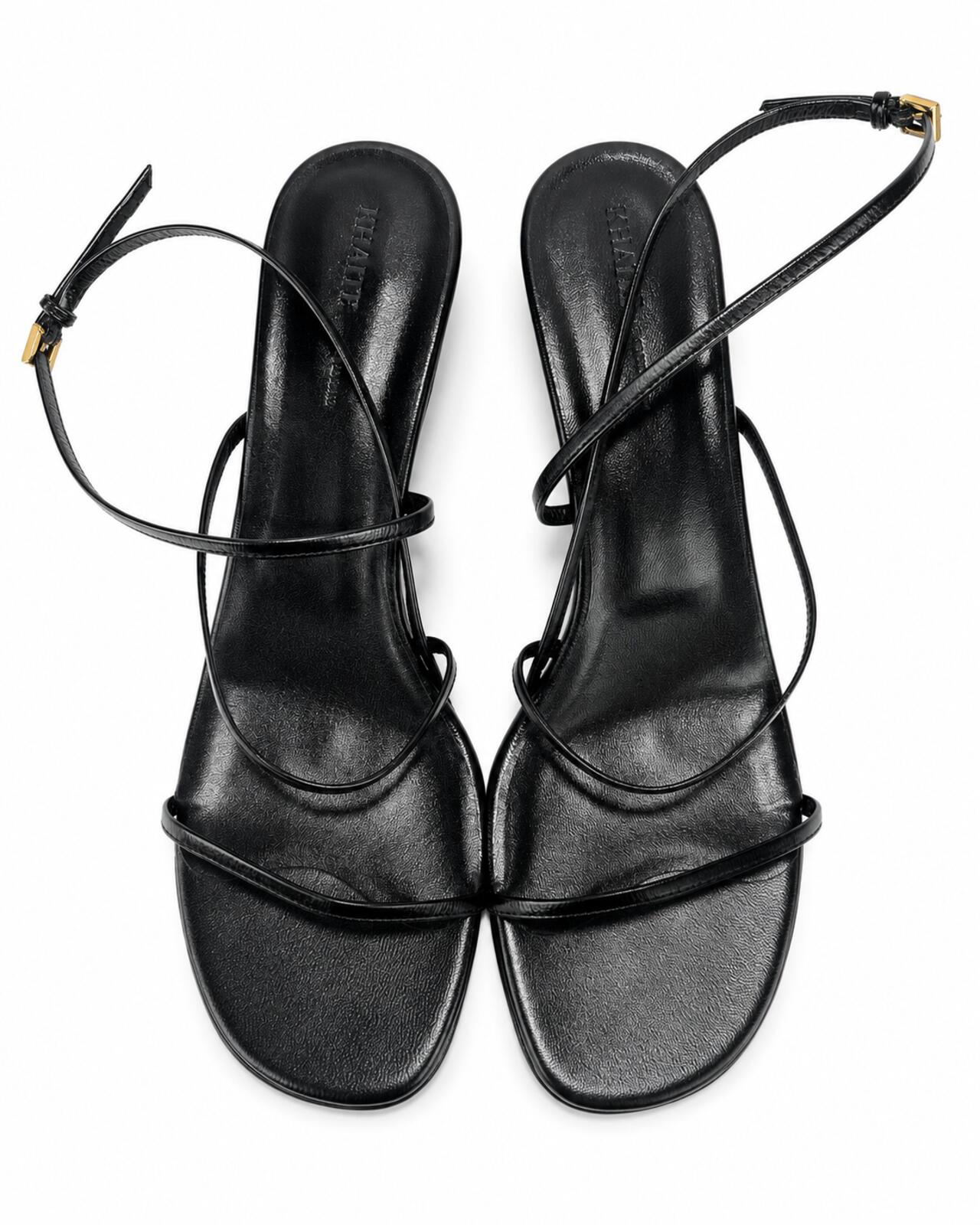 KHAITE Loop Kitten Heel Strappy Sandal Black Leather EU 39.5 US 9.5 | NIB