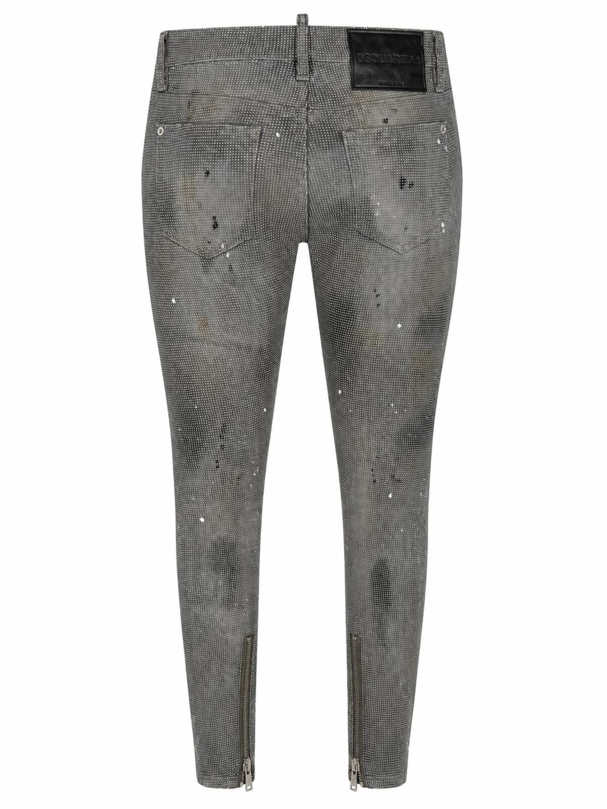 Dsquared2 Medium Waist Skinny Jean Crystal Embellished Grey IT38 NWT