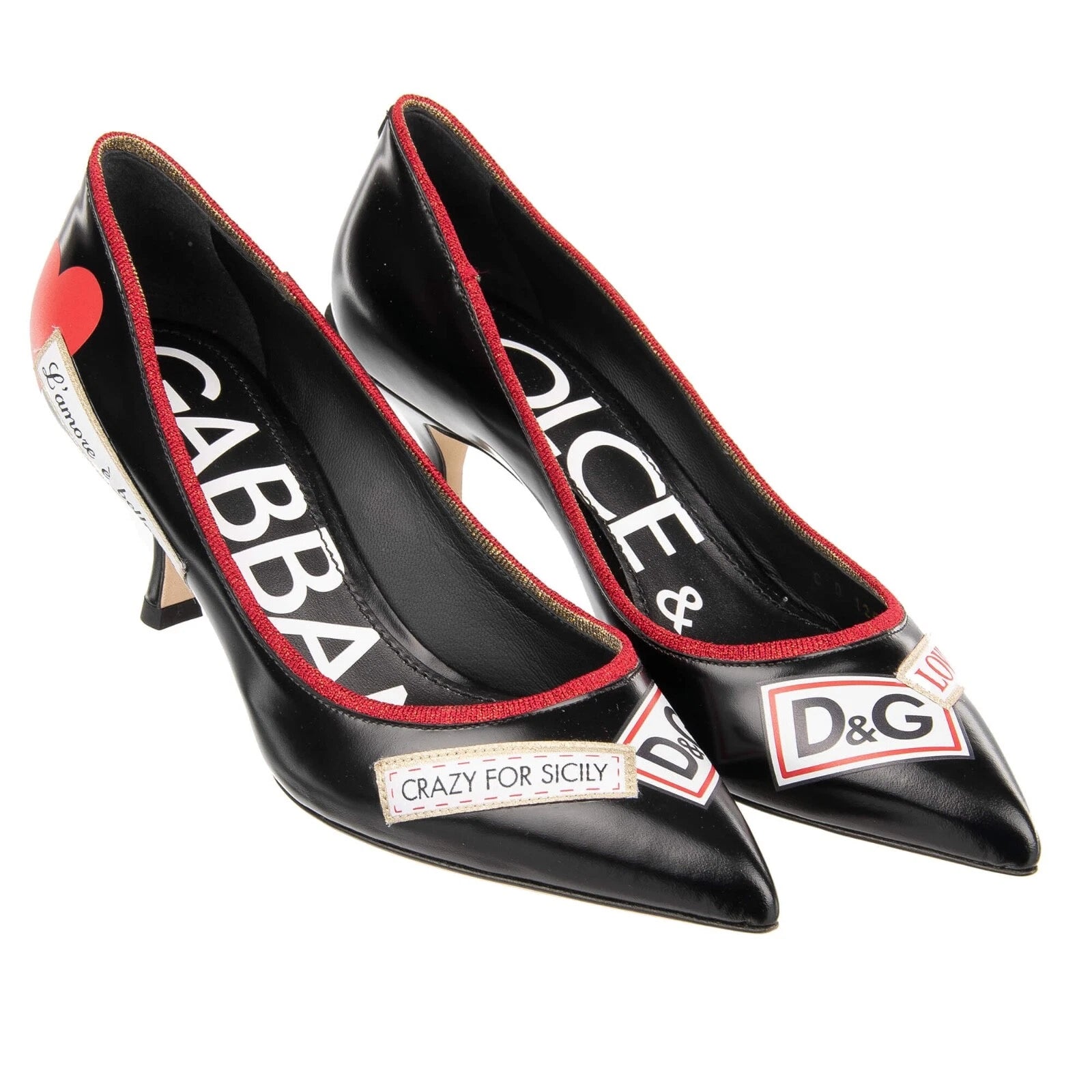 LORI Black Pumps with L'amore, Heart & D&G patches