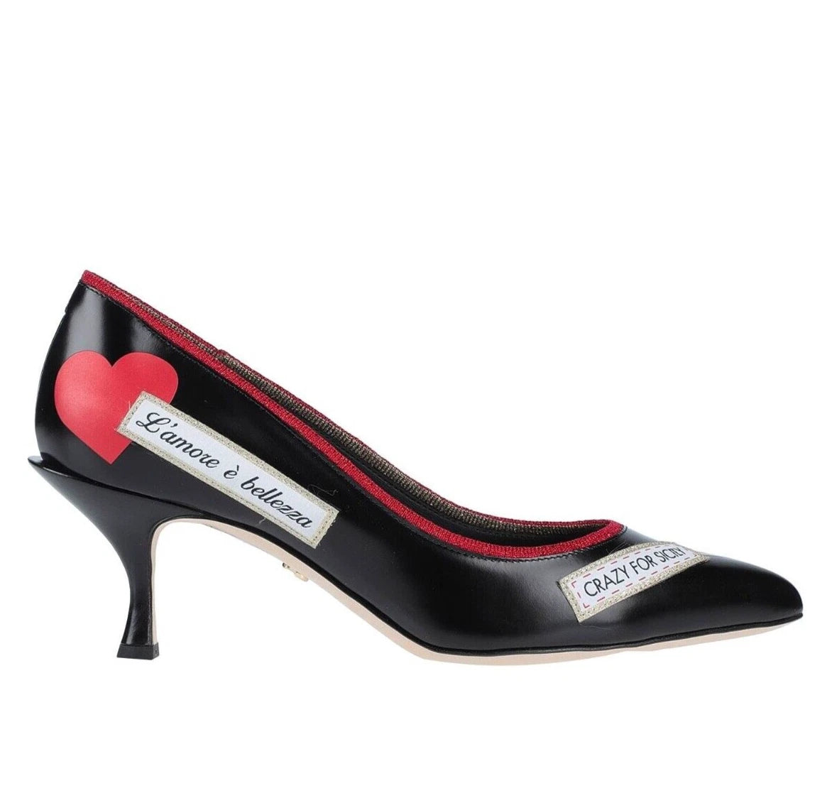 LORI Black Pumps with L'amore, Heart & D&G patches