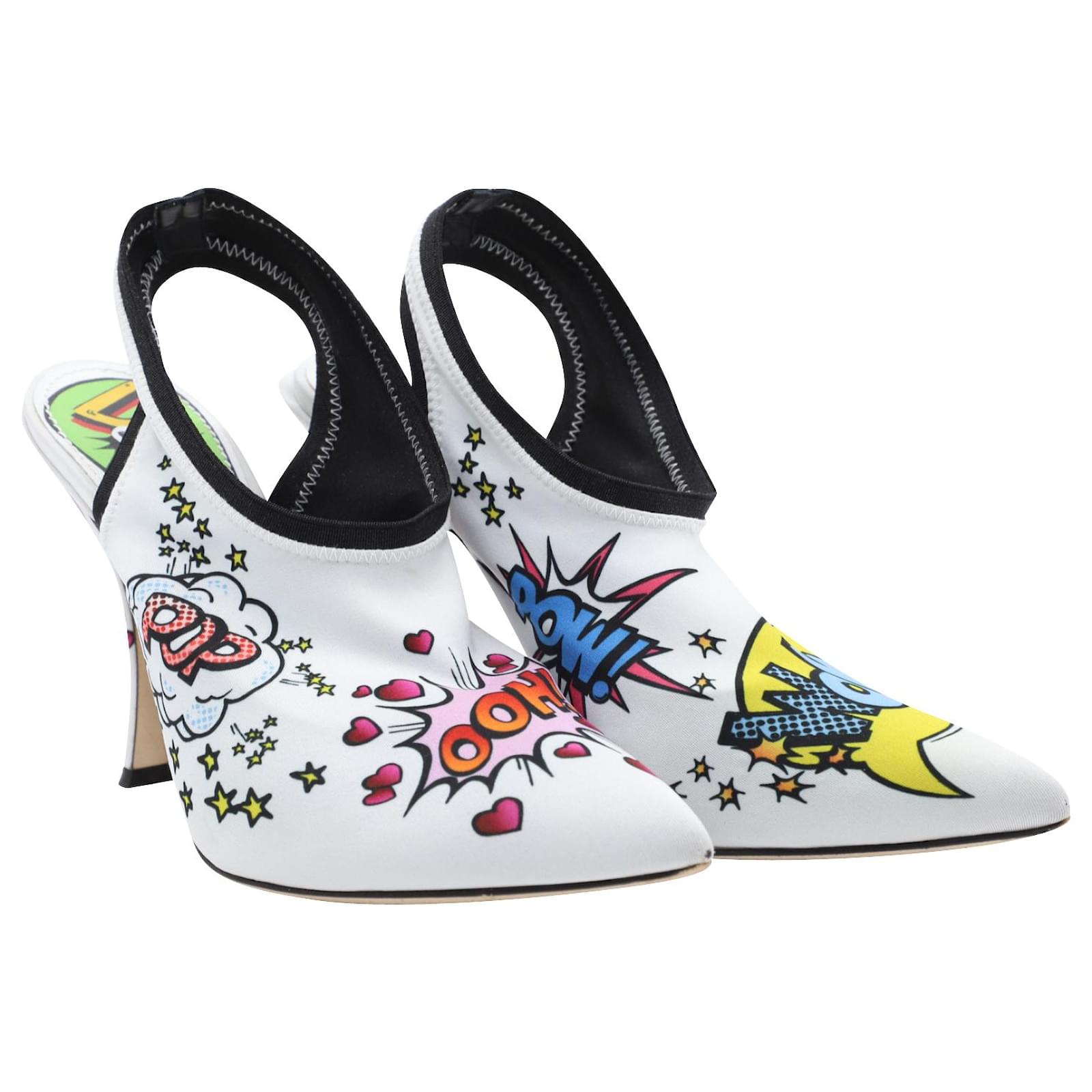 Graphic Print Slingback Pumps