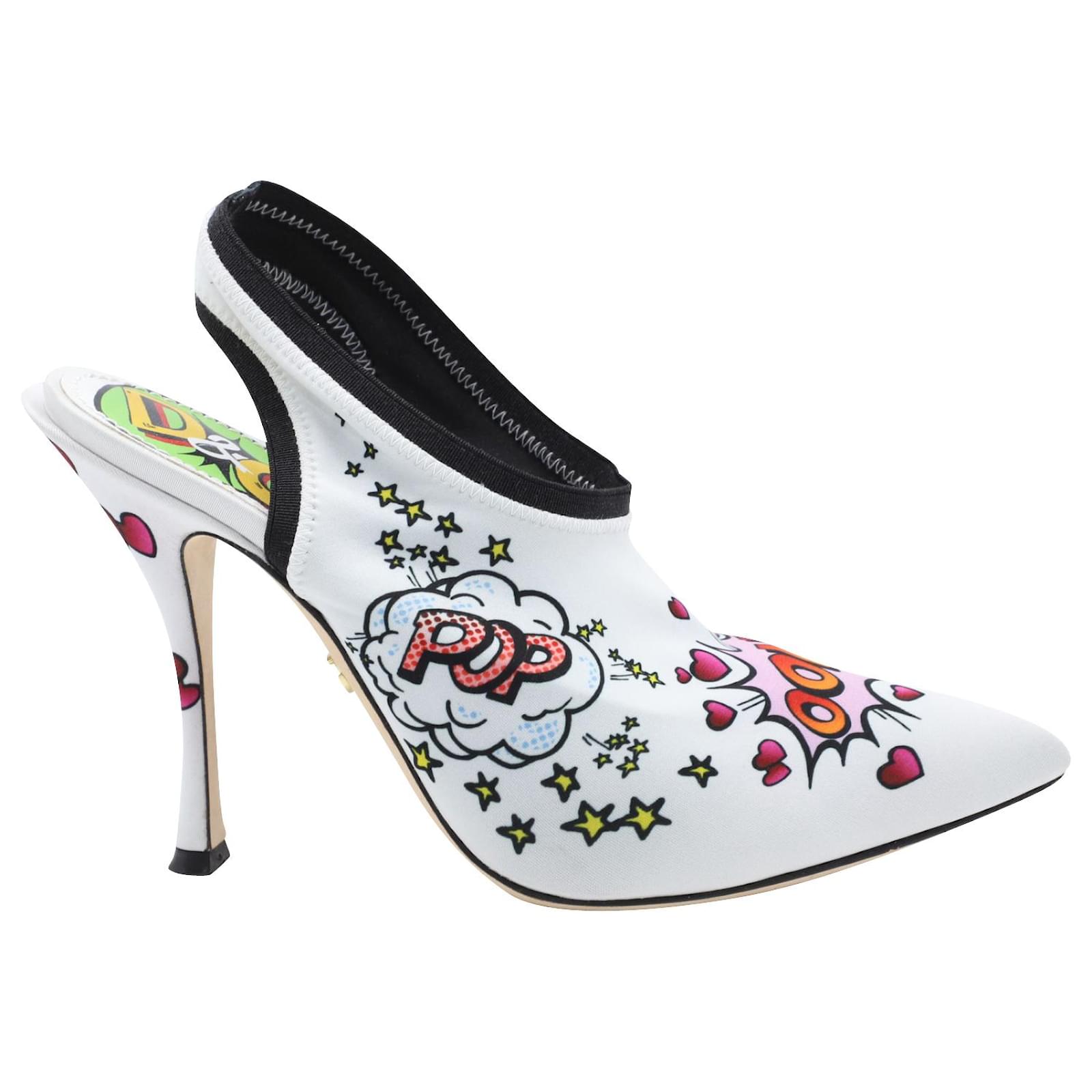 Graphic Print Slingback Pumps