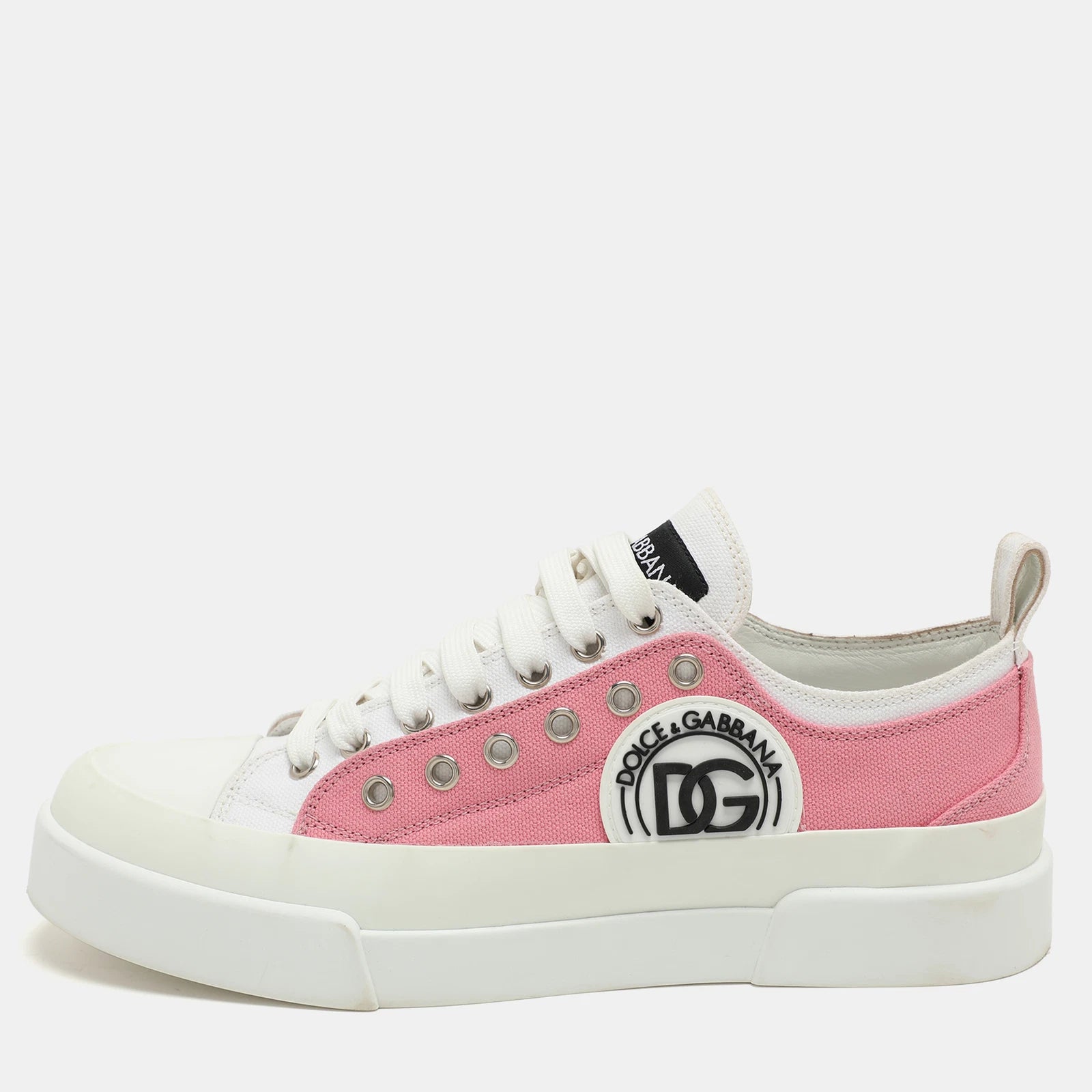 Pink/White Canvas Portofino Low Top Sneakers