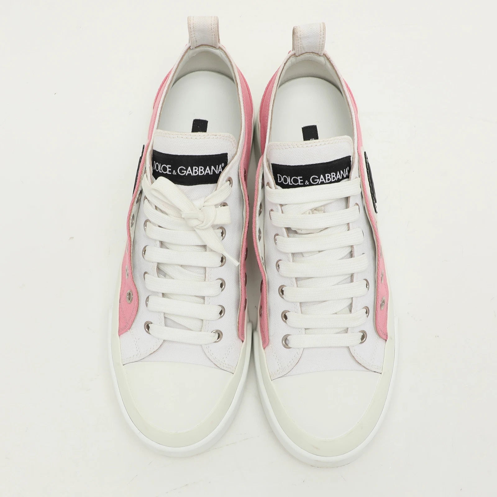 Pink/White Canvas Portofino Low Top Sneakers