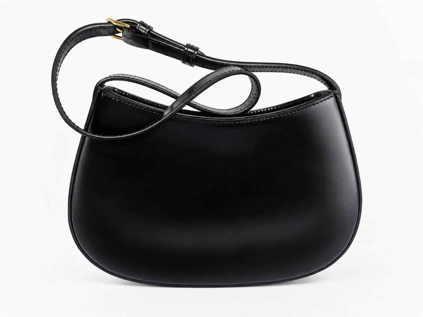 Celine Medium Tilly Shoulder Bag Black Shiny Calfskin Triomphe | New