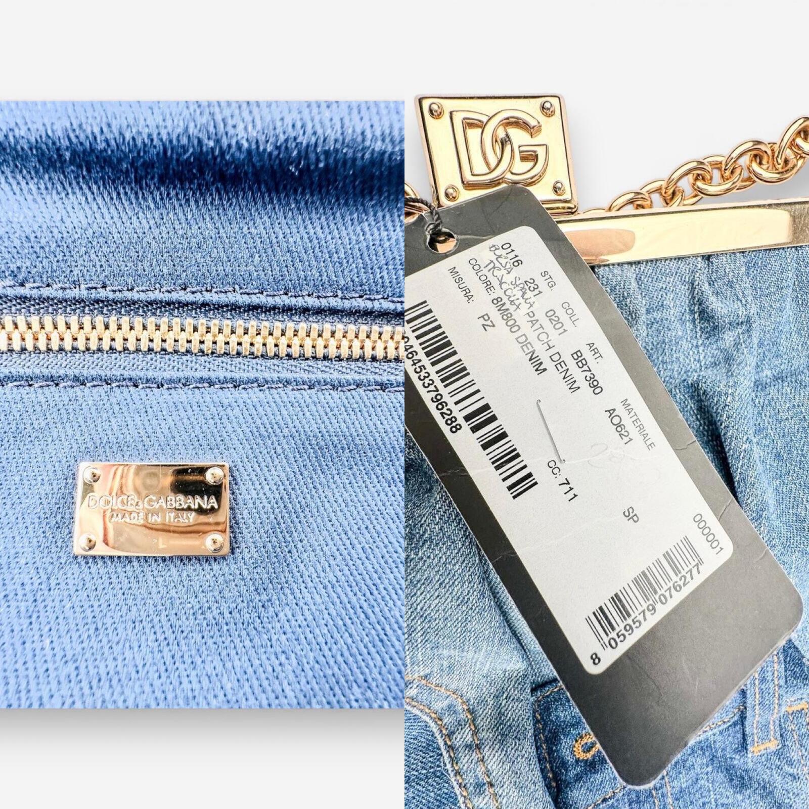 Dolce & Gabbana Patchwork Denim Frame Bag Gold Chain | Rare Collector NWT