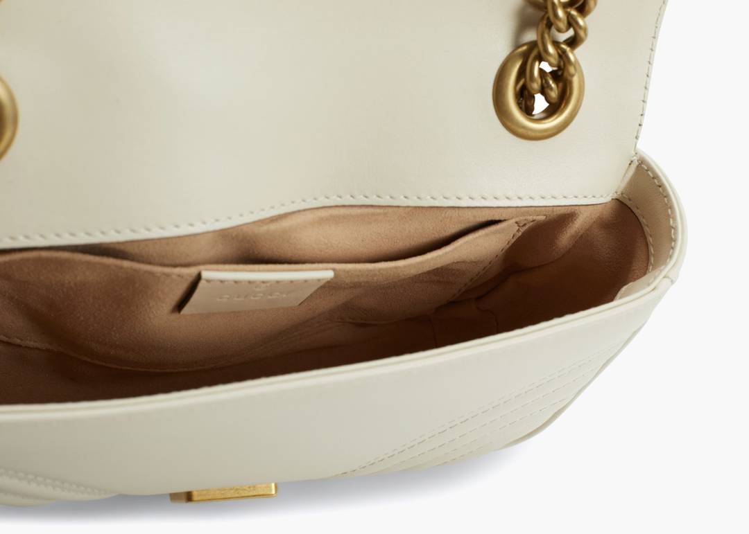 Gucci White Leather GG Marmont Matelassé Mini Bag - Vestir
