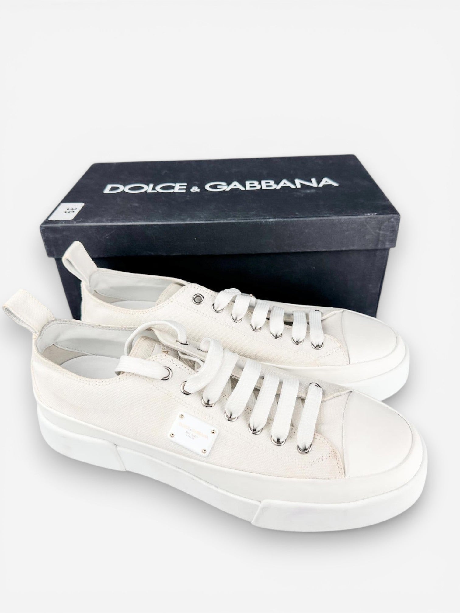 Dolce & Gabbana White Canvas Platform Low-Top Sneakers EU 40 / US 9 – New In Box