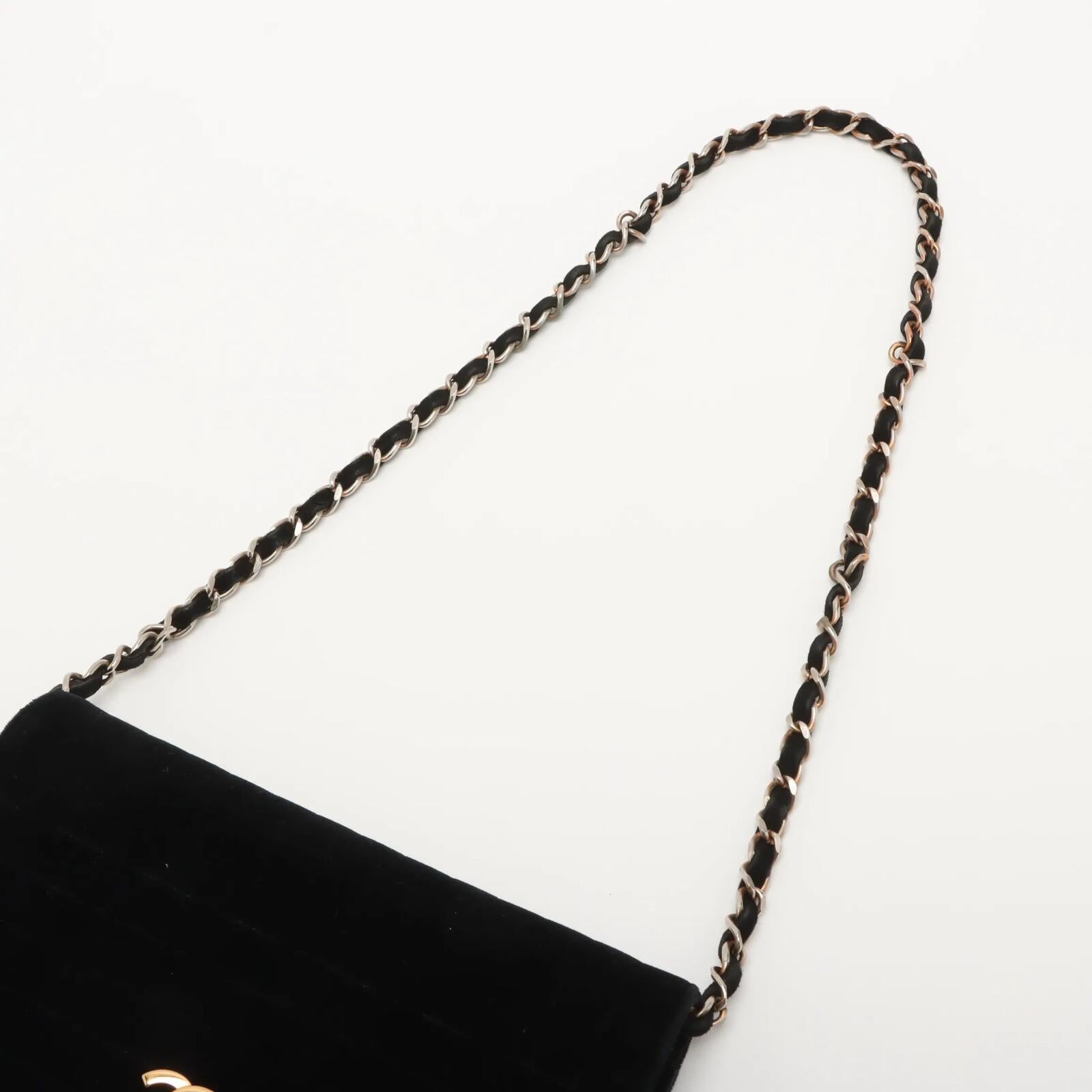 Chanel Coco Mark Black Velvet CC Chain Shoulder Bag Gold Hardware | Pre-Loved