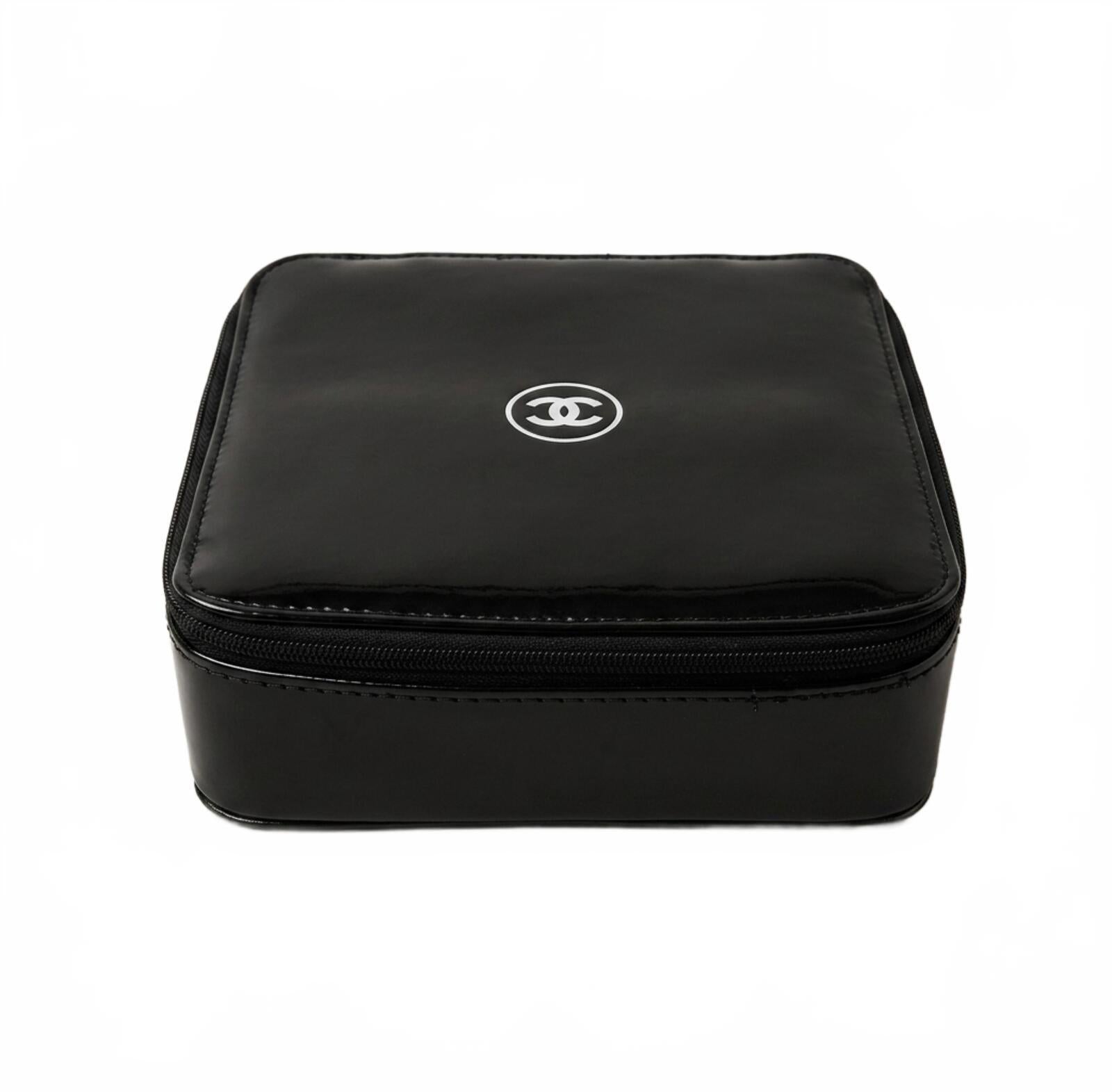 Chanel CC Logo Black Patent Cosmetic Case Vanity Pouch GWP | Pre-Loved