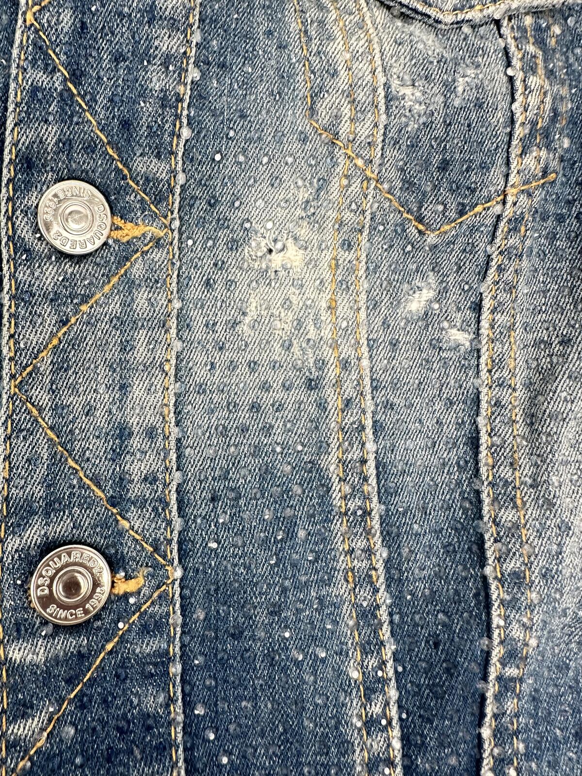 Dsquared2 Crystal Rhinestone Distressed Denim Mini Dress IT 38 EU 38 | NWT