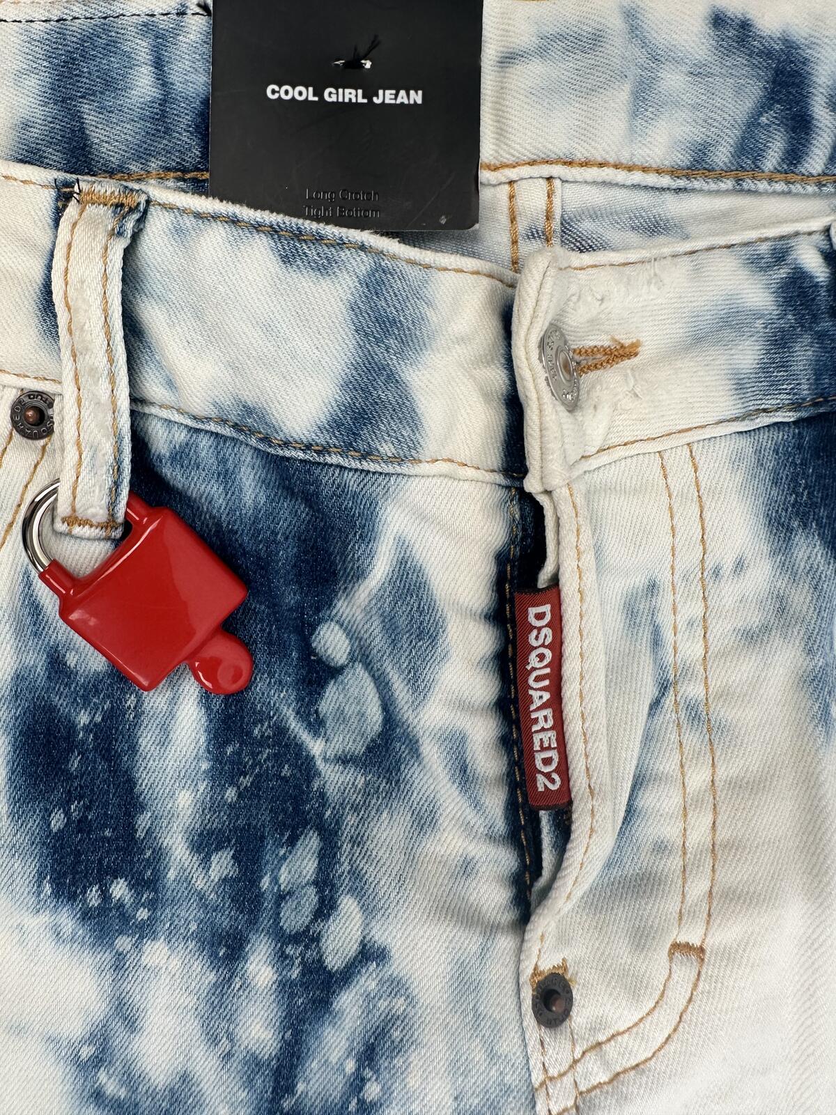 Dsquared2 Cool Girl Jean Tie-Dye Bleach IT38 Runs Large NWT S75LB0130