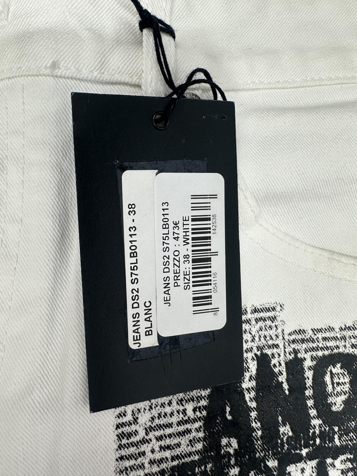 Dsquared2 Cool Girl Cropped Jeans White Graphic Print IT 38 W32 NWT
