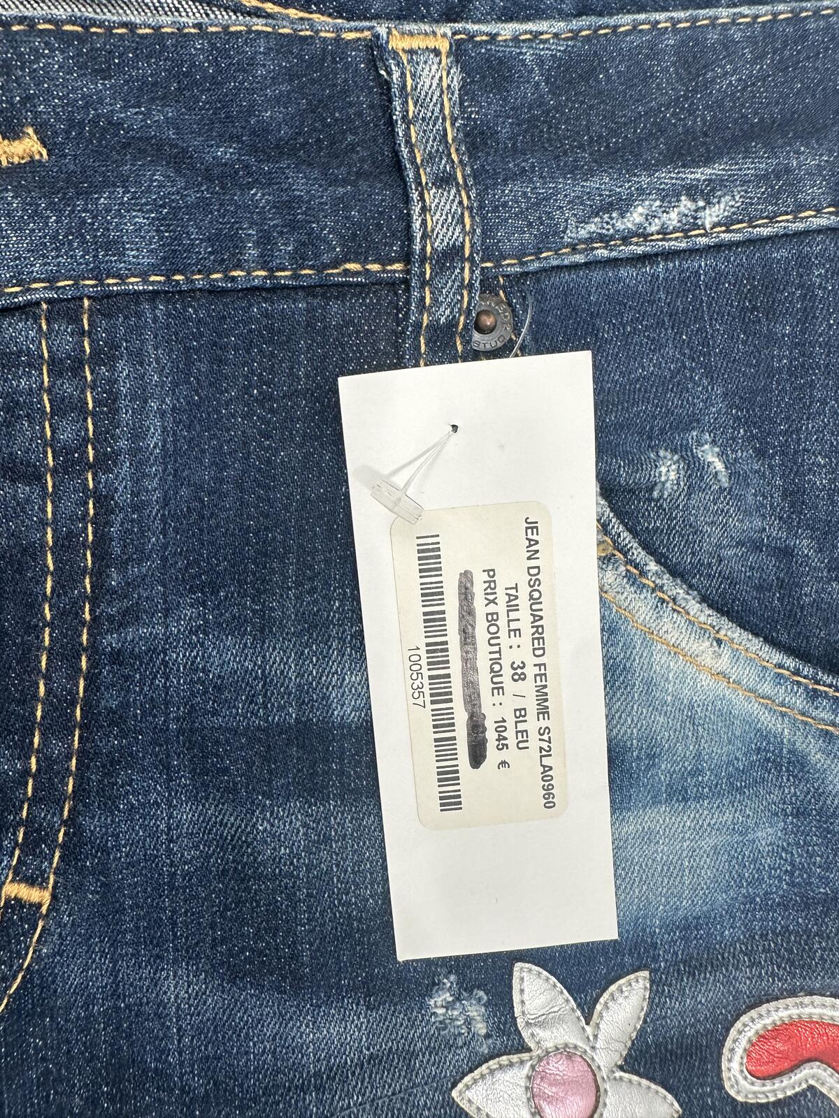 Dsquared2 Cool Girl Jean Embroidered Appliqué Distressed IT38 NWT S72LA0960