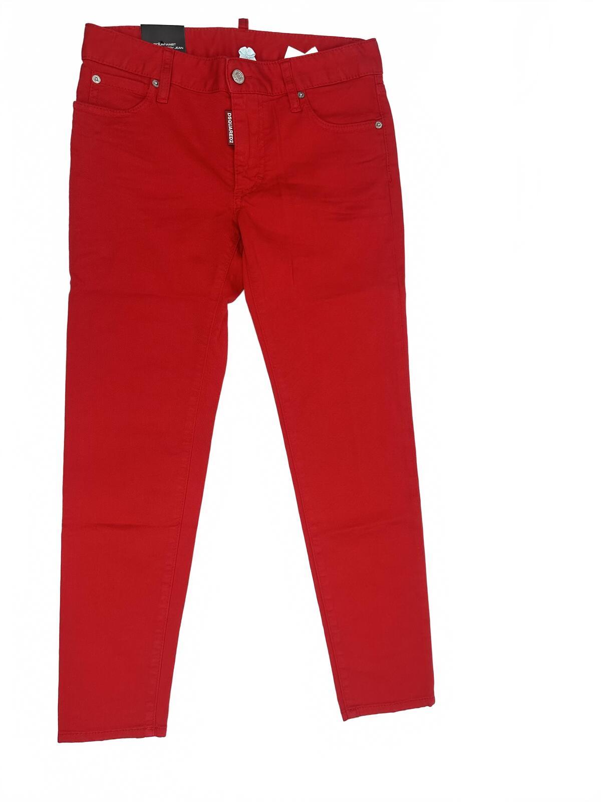 Dsquared2 Medium Waist Cropped Twiggy Women Jean Red IT38 NWT S75LB0127