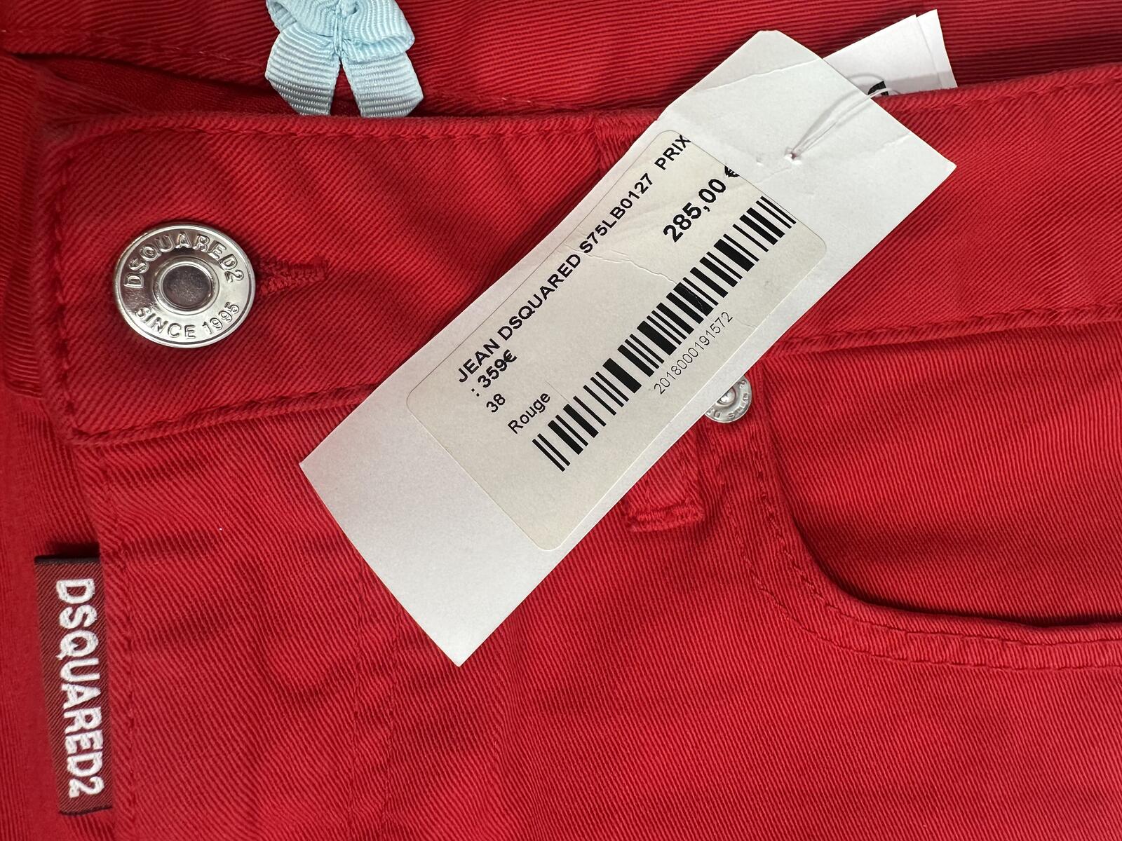 Dsquared2 Medium Waist Cropped Twiggy Women Jean Red IT38 NWT S75LB0127