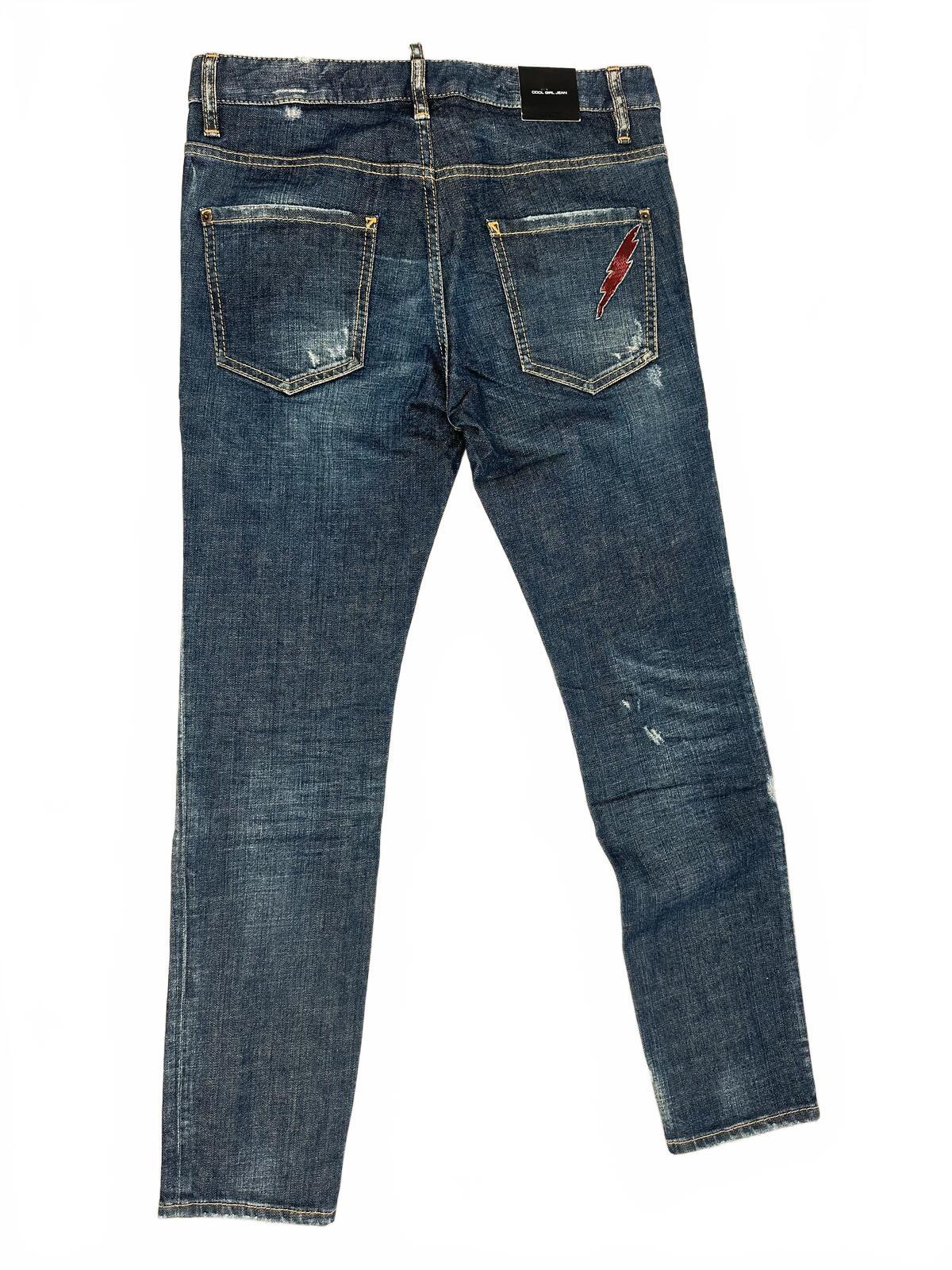 Dsquared2 Cool Girl Jean Embroidered Lightning Bolt Distressed IT38 NWT S72LA0964