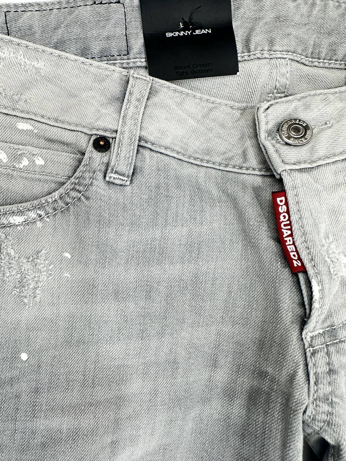 Dsquared2 Hawaiian Grunge Men’s Skinny Jean Grey Paint Splatter IT 42 | NWT