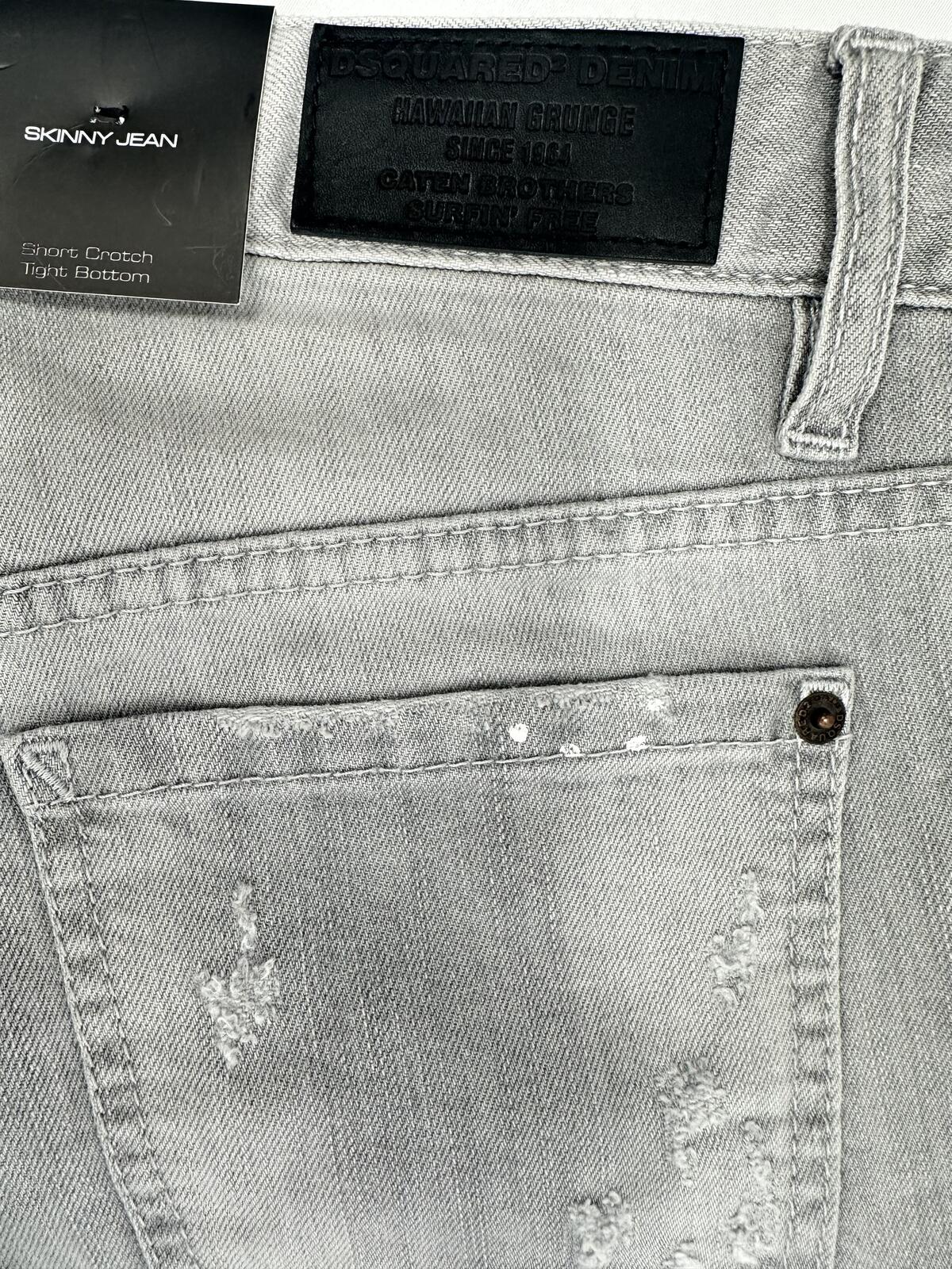 Dsquared2 Hawaiian Grunge Men’s Skinny Jean Grey Paint Splatter IT 42 | NWT