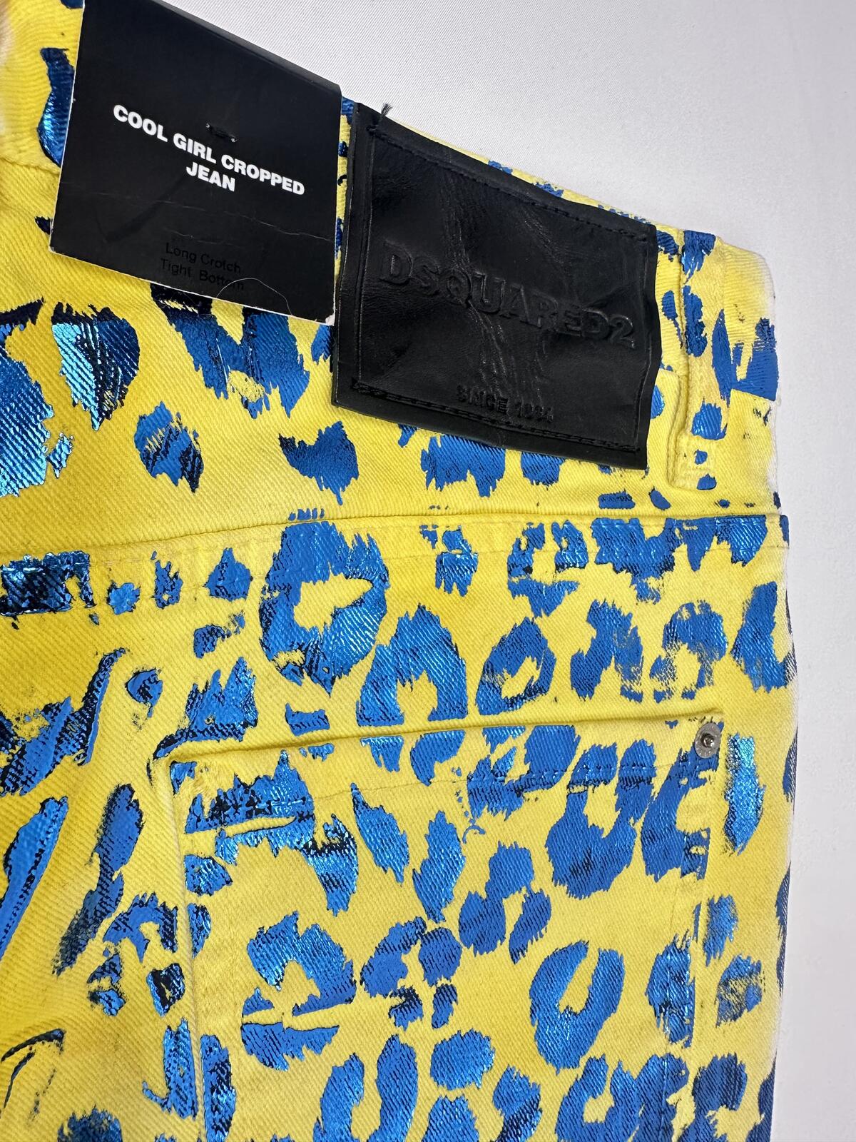 Dsquared2 Cool Girl Cropped Jean Pop Art Leopard Print IT 38 US 2 | NWT