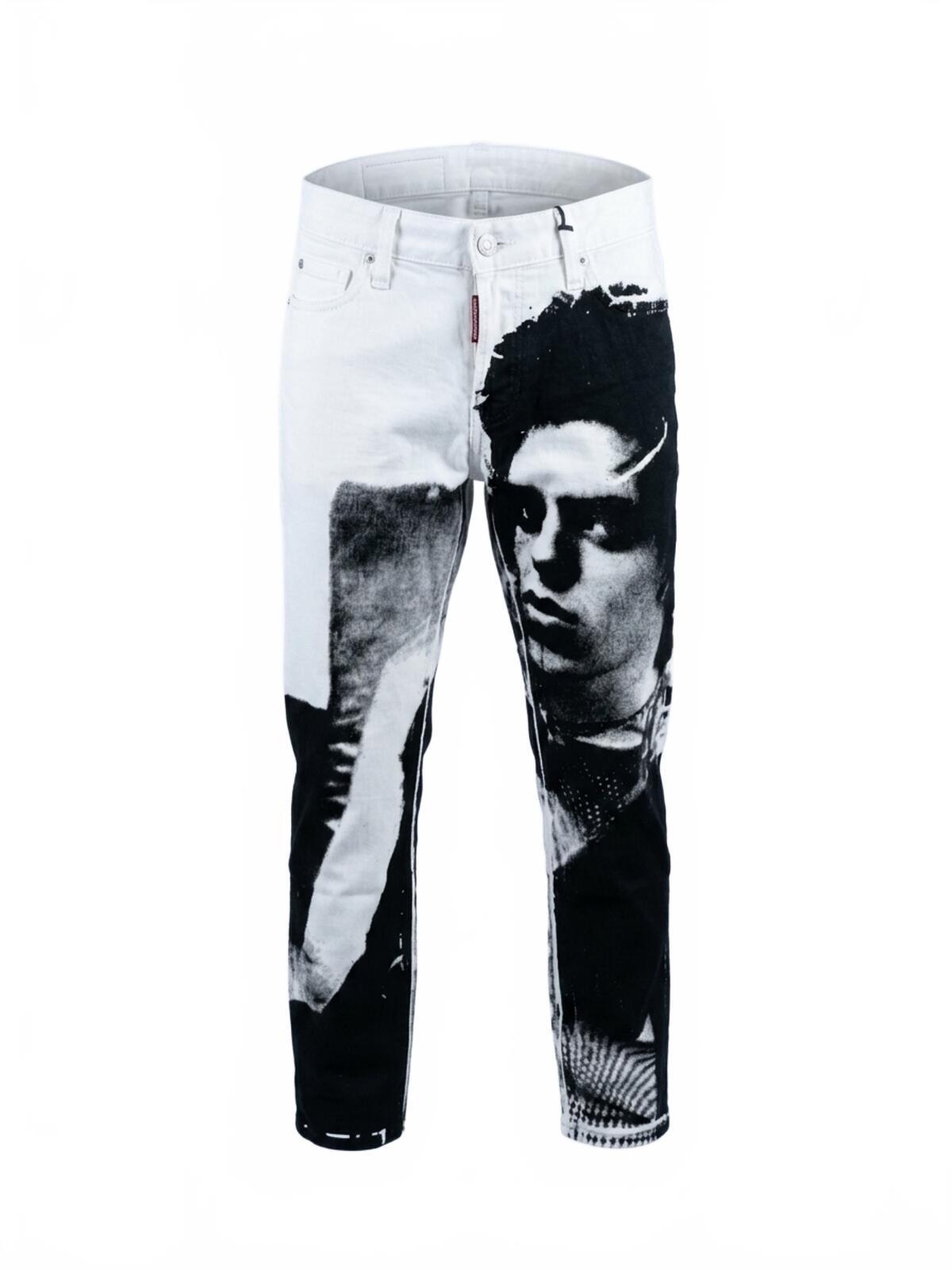 Dsquared2 Runway Straight Cropped Jean White Leopard Print IT 38 W30 | NWT