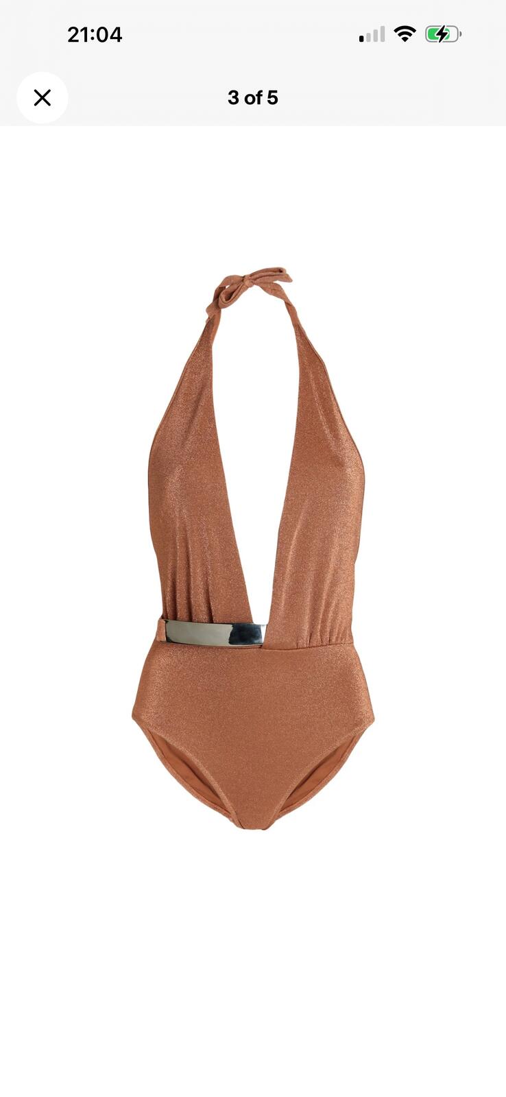 MOEVA Bridget Halterneck One-Piece Swimsuit Metallic Bronze Brown M | NWT