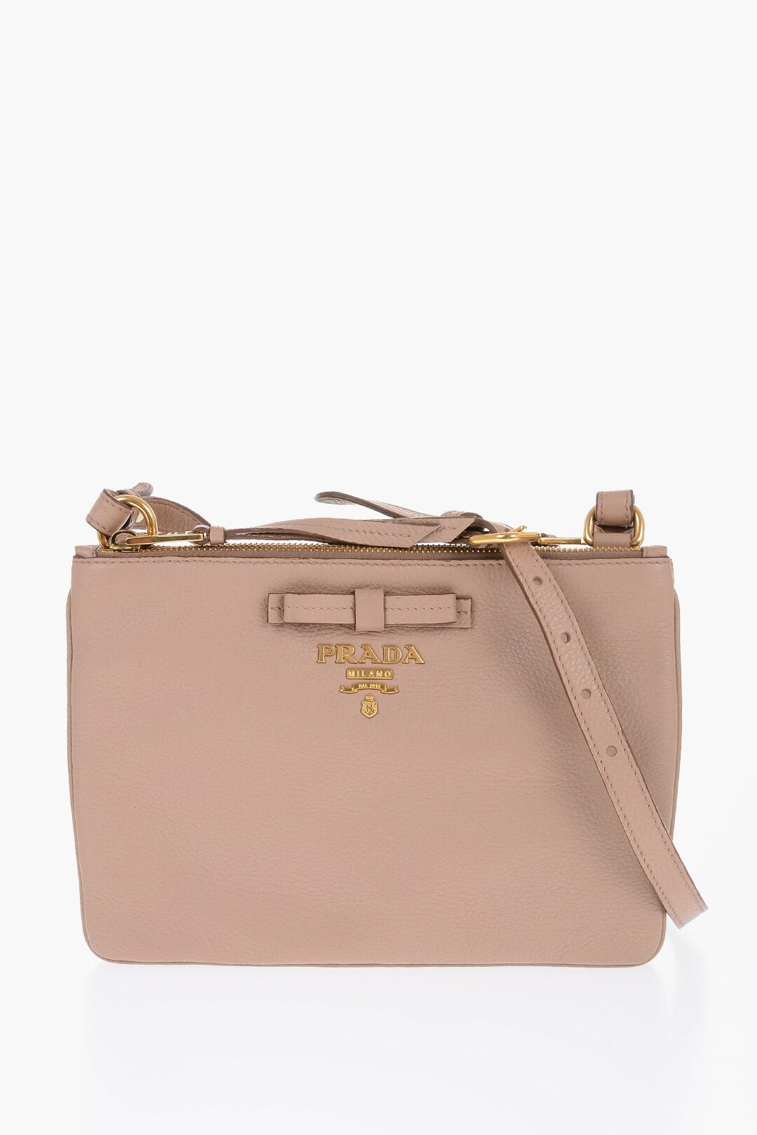 Prada Grained Leather Crossbody Bag with Double Zip - Vestir