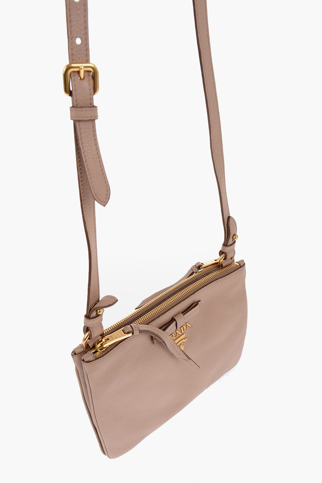 Prada Grained Leather Crossbody Bag with Double Zip - Vestir