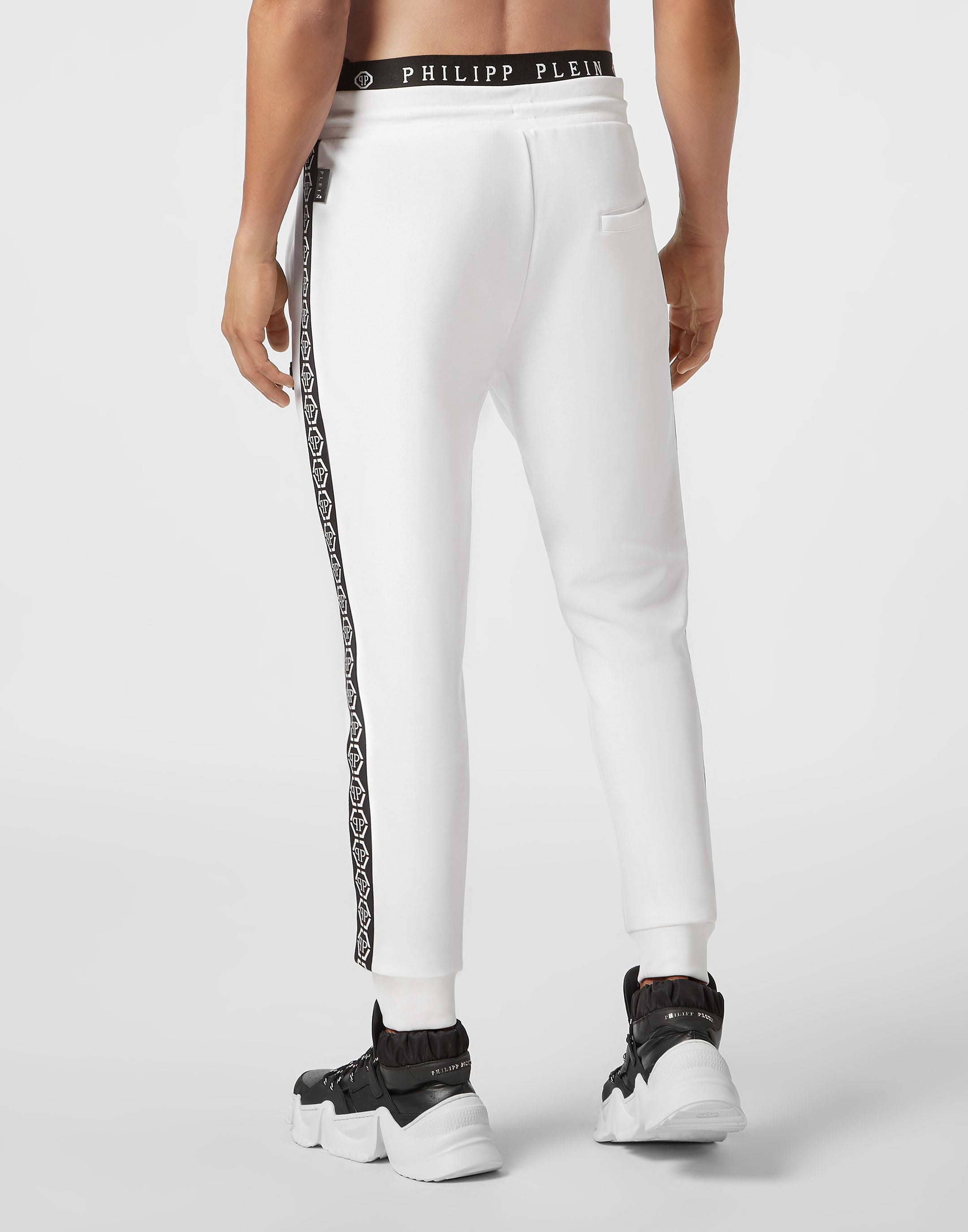 White Joggers with black on side