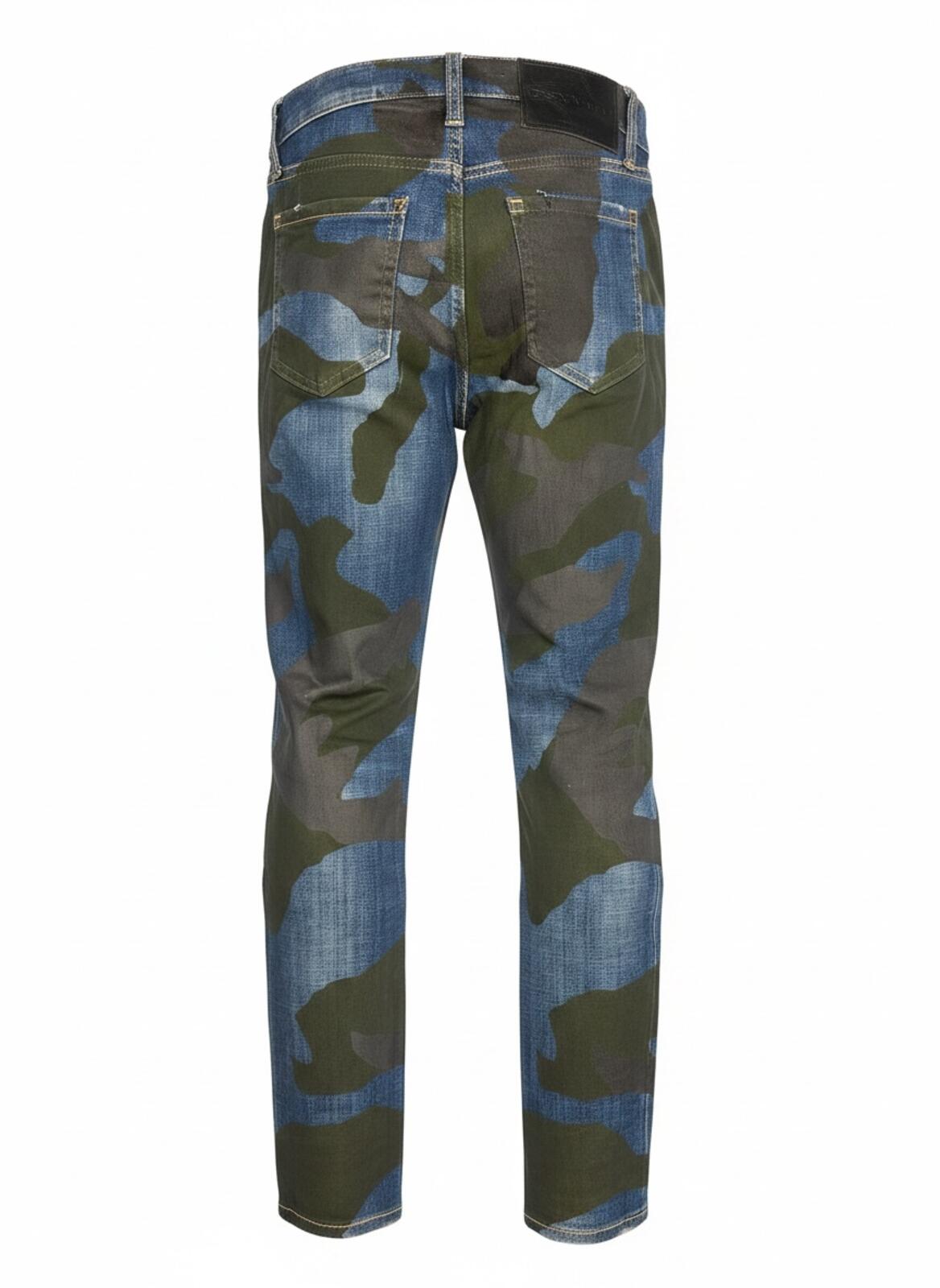 Dsquared2 Men's Skater Jean Camo Print Blue Denim IT38 NWT S75LB0147