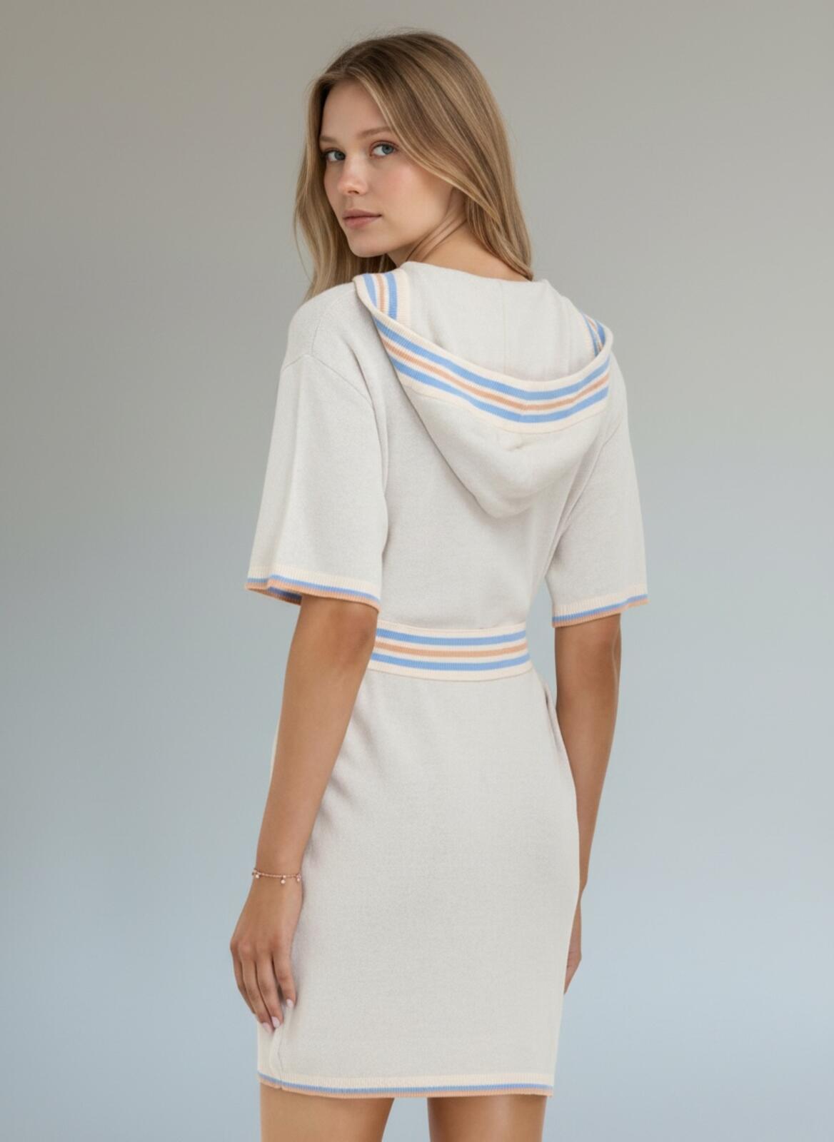 Zimmermann Lyre Hooded Knit Mini Dress Cream Summer Swim 2022 0P | NWT