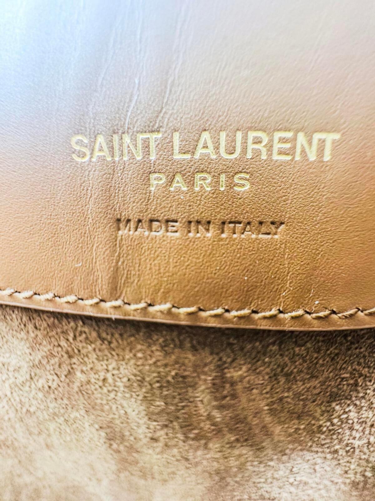Saint Laurent Le 37 Mini Shoulder Bag Brown Leather Cassandre YSL | New